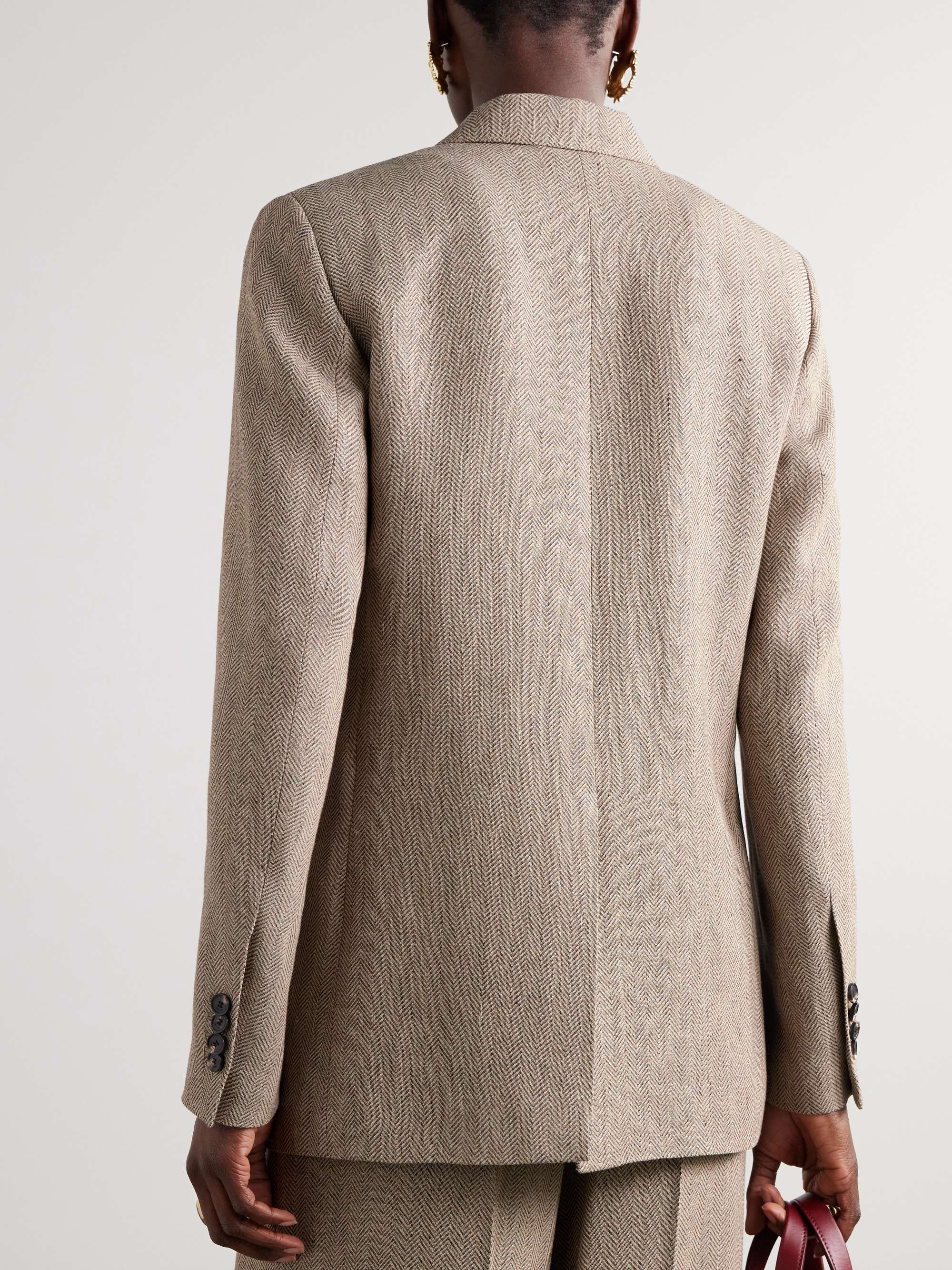 Genny double-breasted herringbone linen blazer view