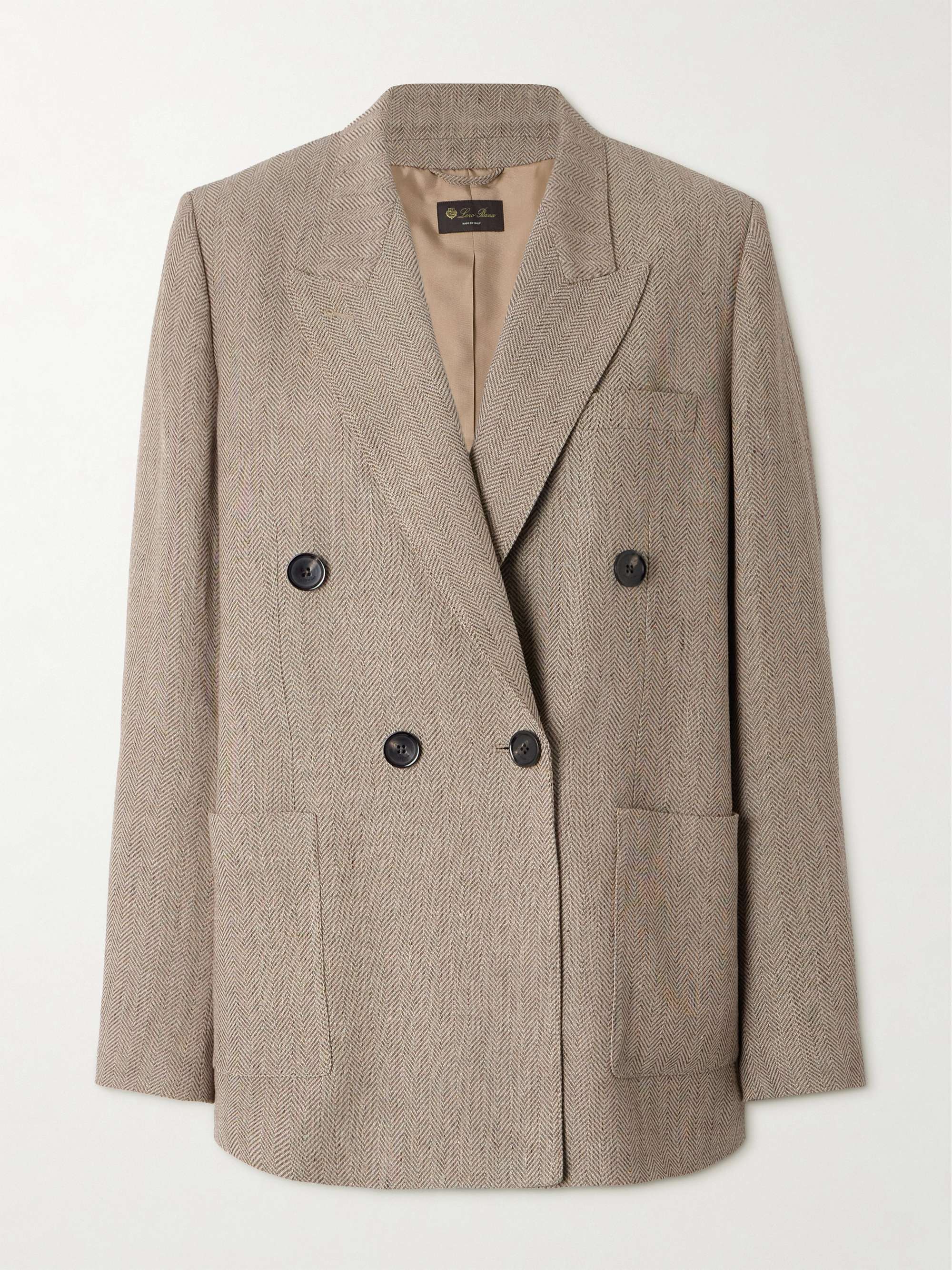 Genny double-breasted herringbone linen blazer view