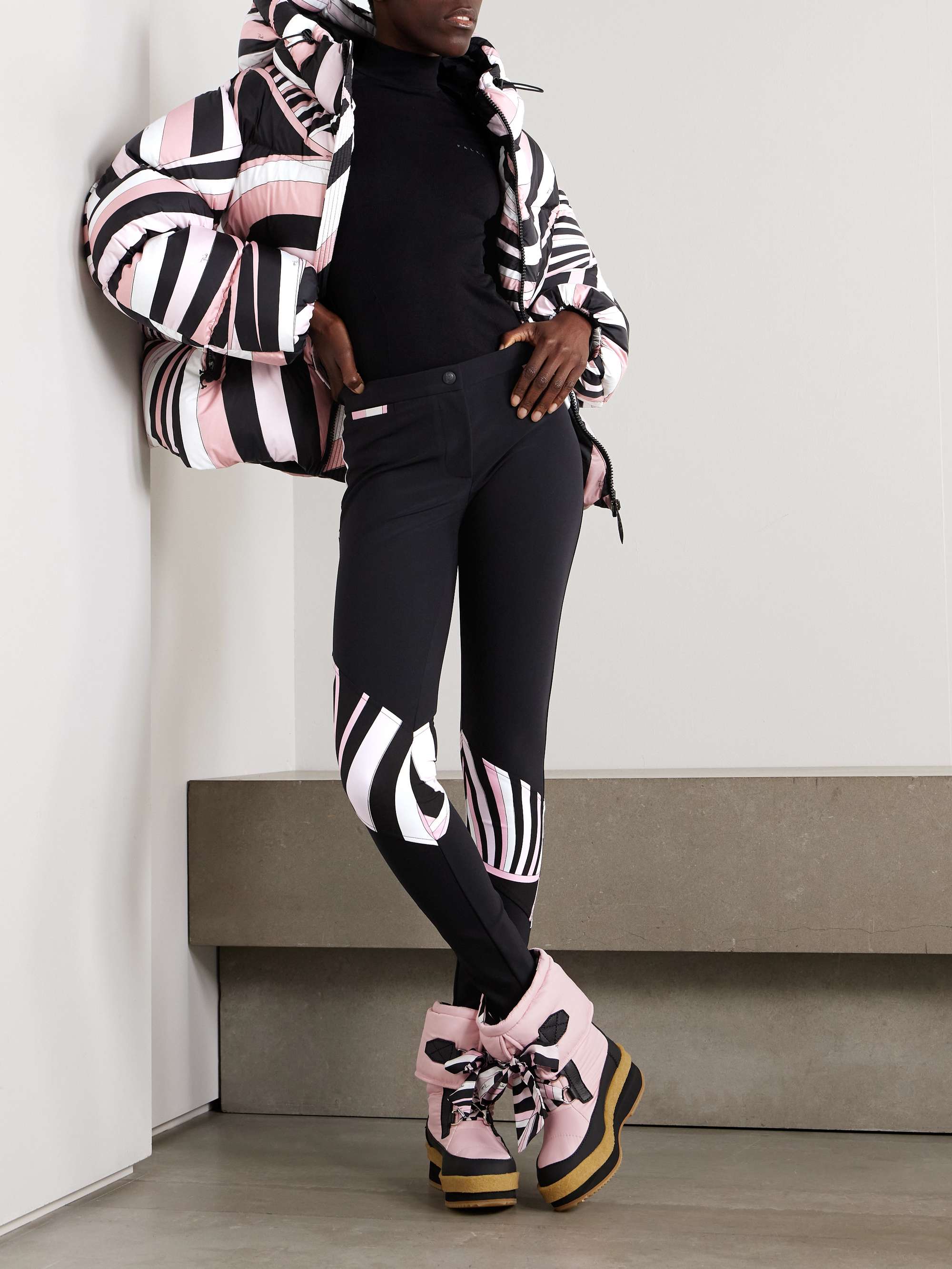 Paneled printed stretch-shell ski pants view