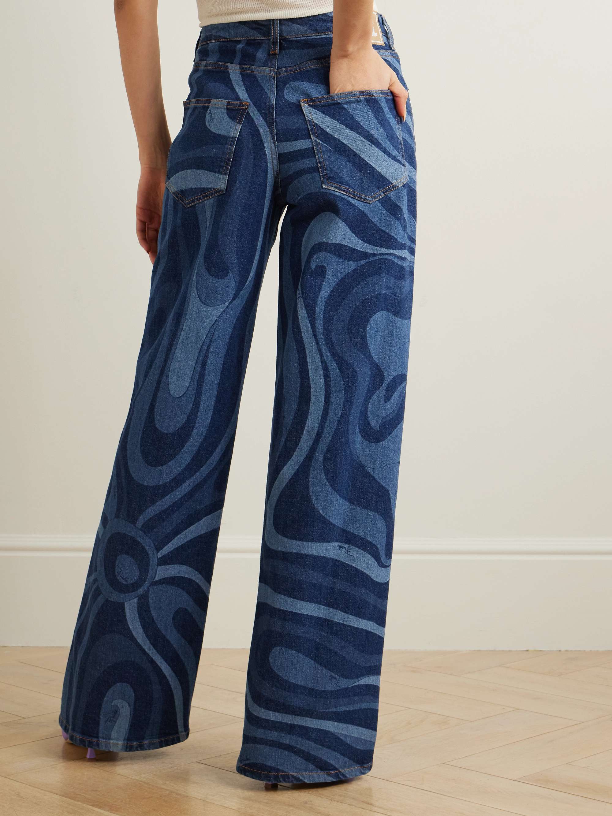 Marmo printed high-rise wide-leg jeans view