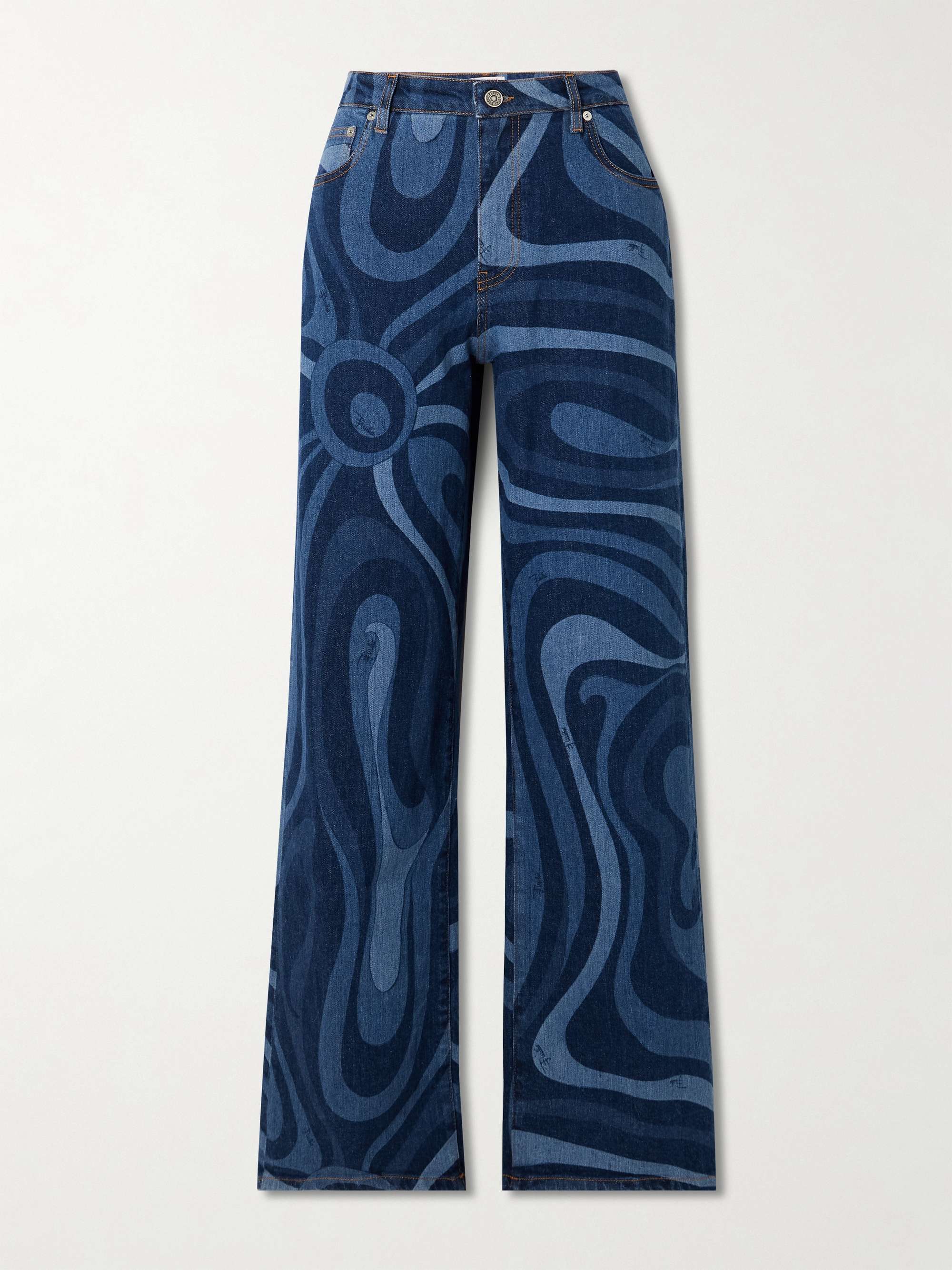Marmo printed high-rise wide-leg jeans view
