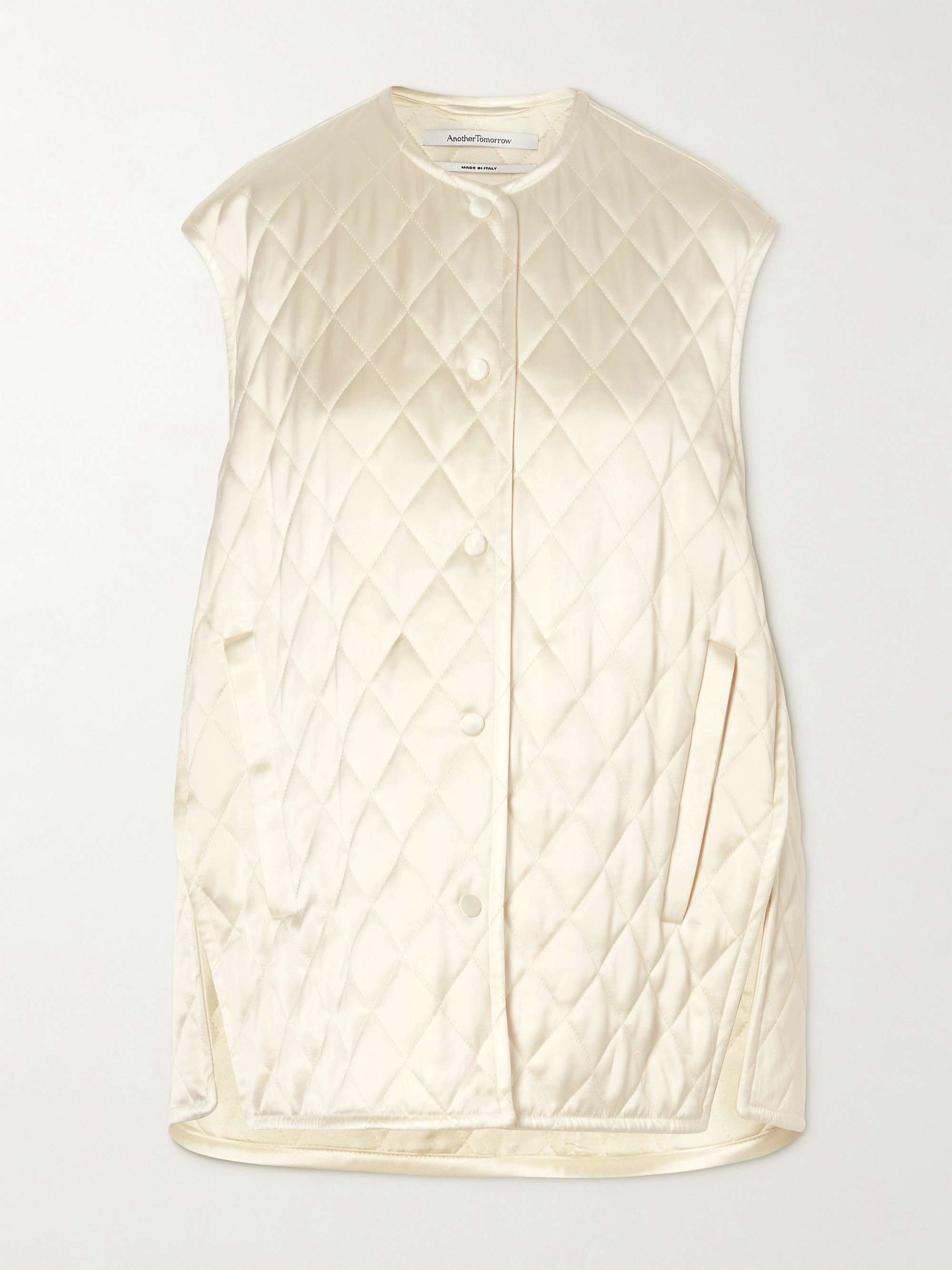 Quilted padded satin vest view