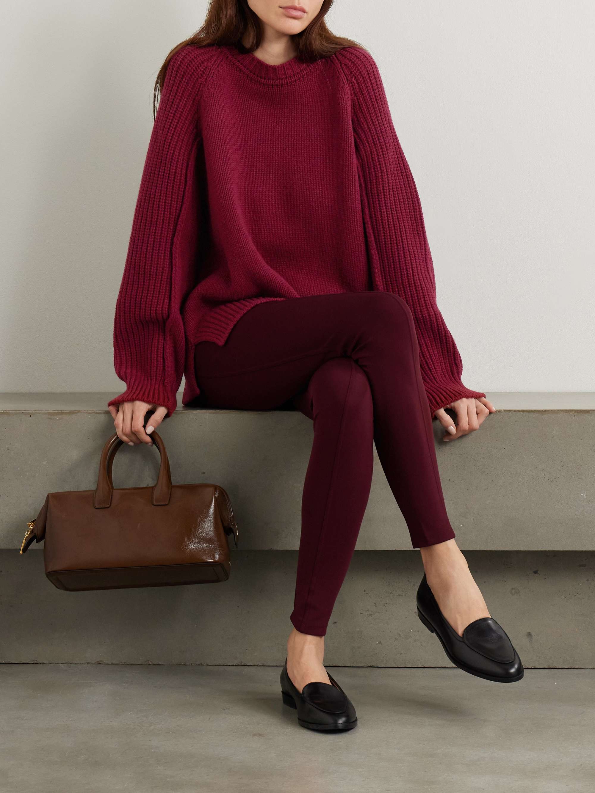 Oversized ribbed recycled cashmere and wool-blend sweater view