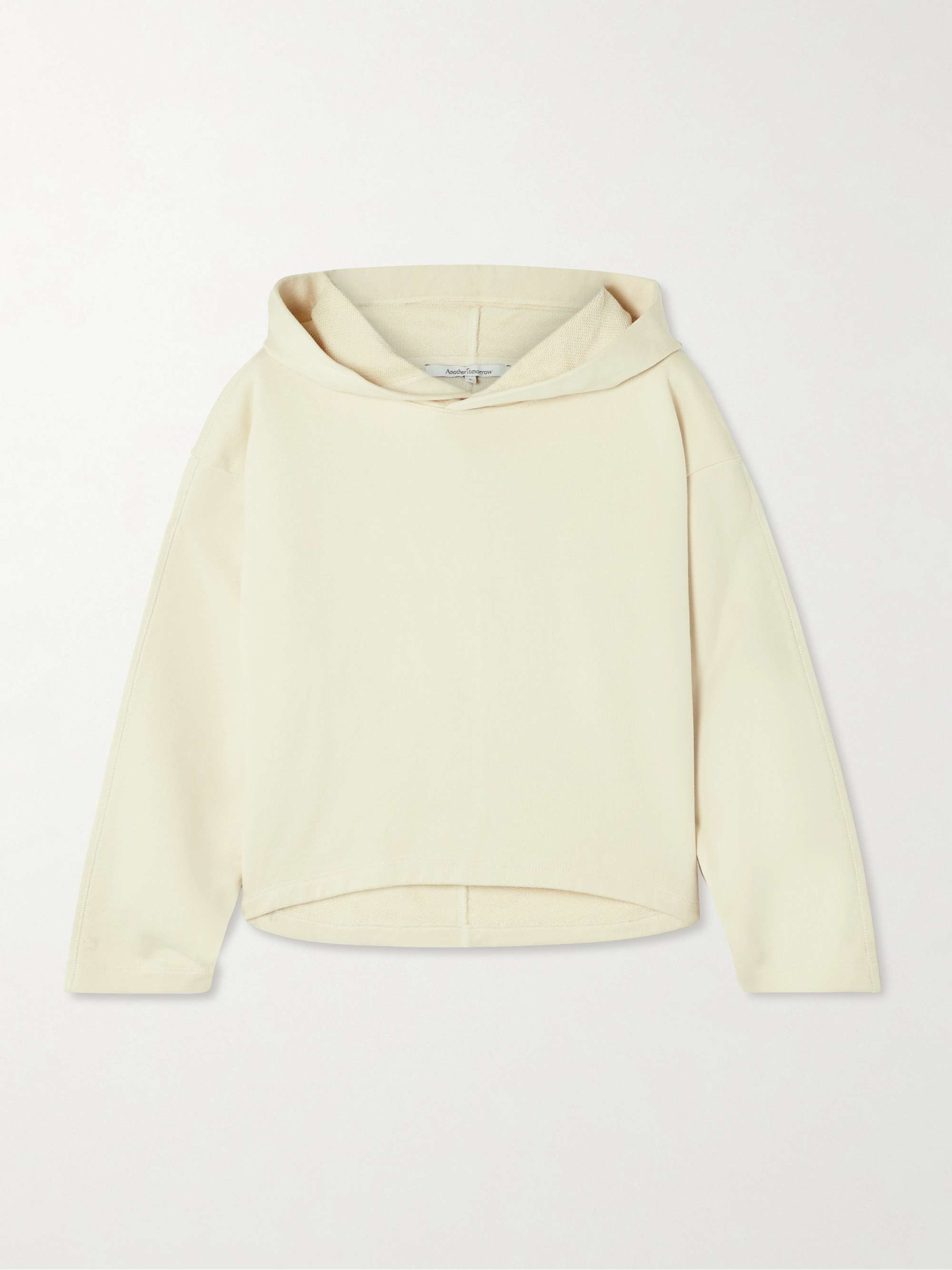 Cropped organic cotton-blend jersey hoodie view
