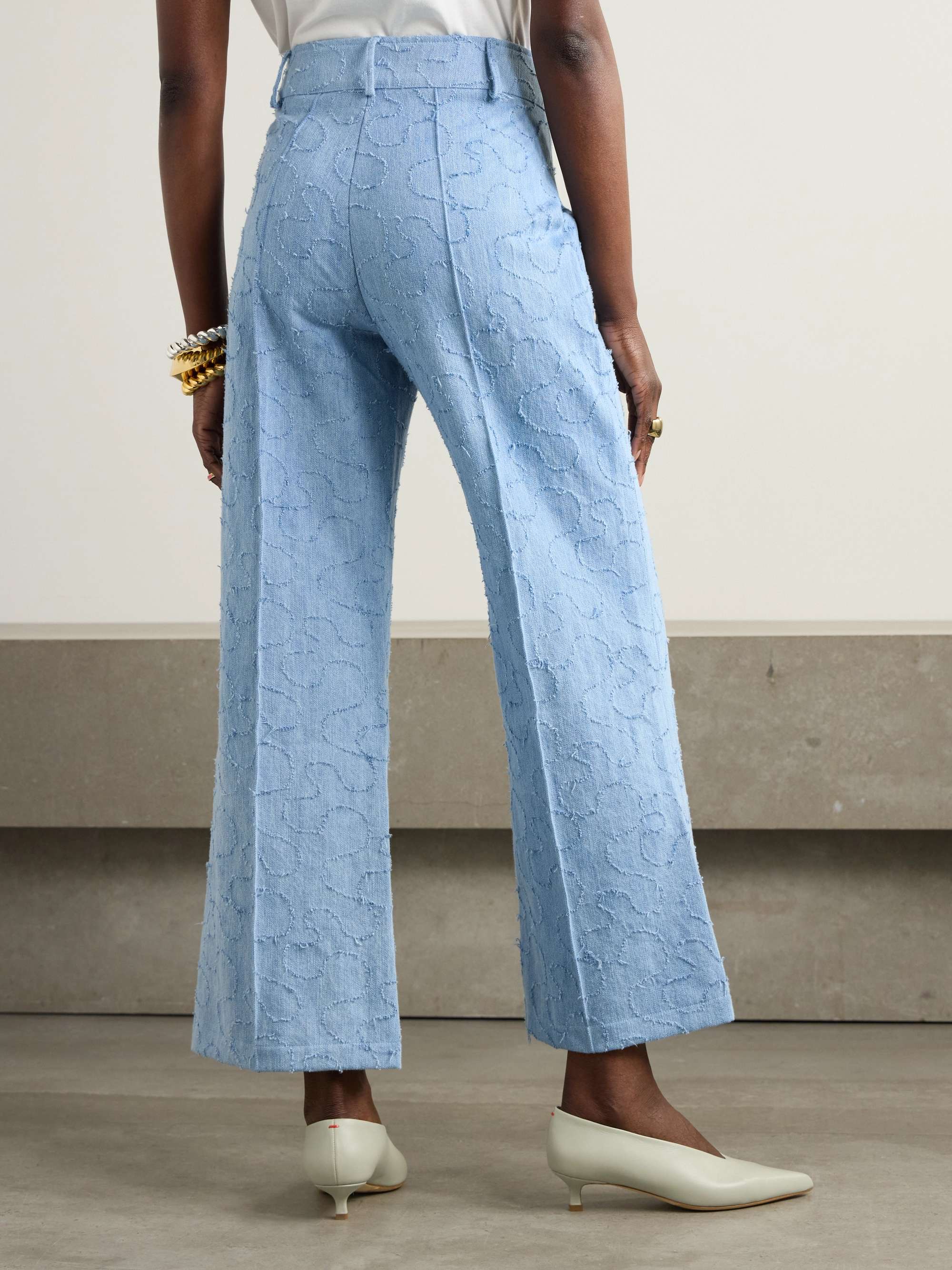 Yoshimoto frayed high-rise wide-leg jeans view