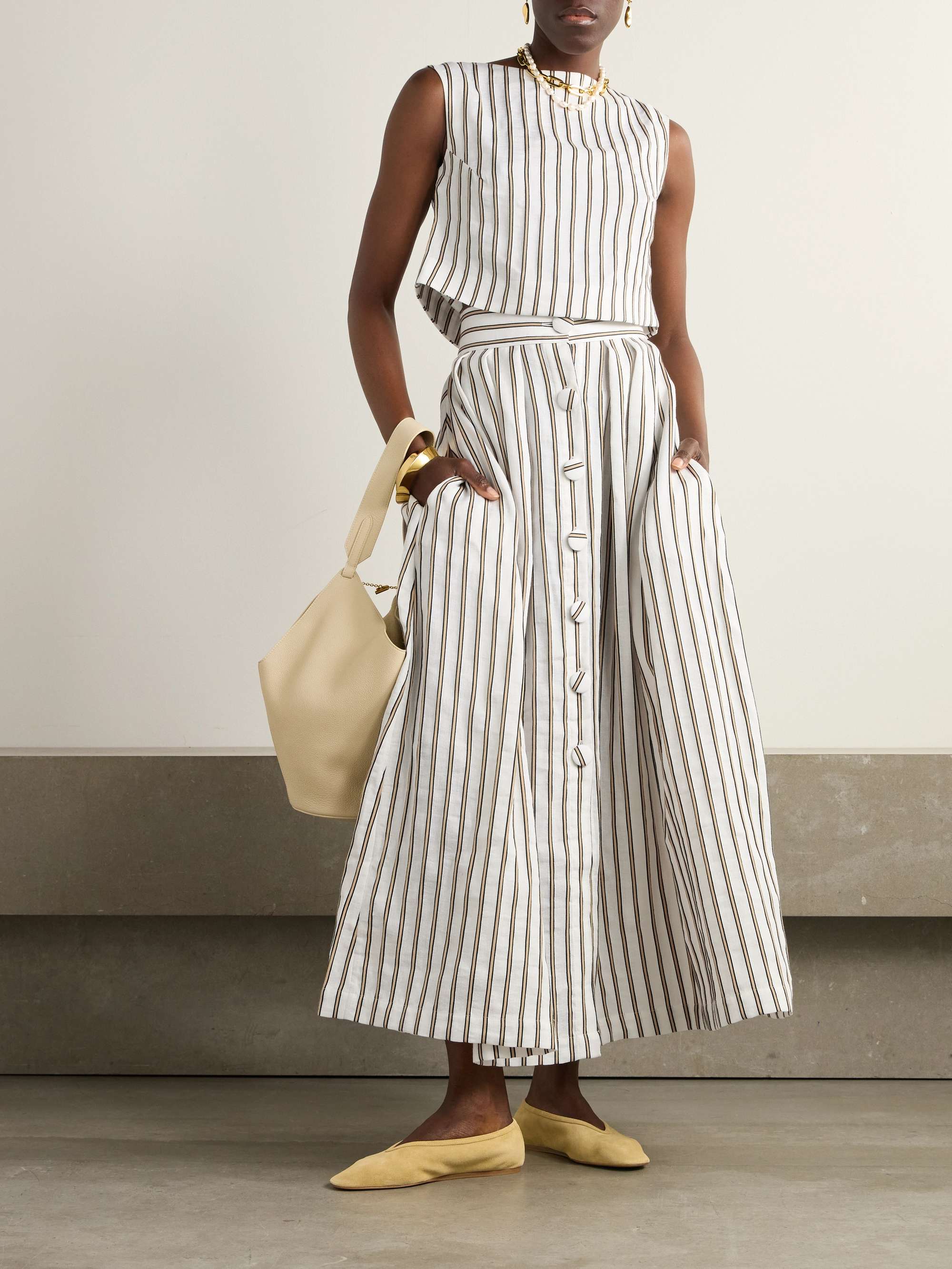 Richard cropped striped woven top view