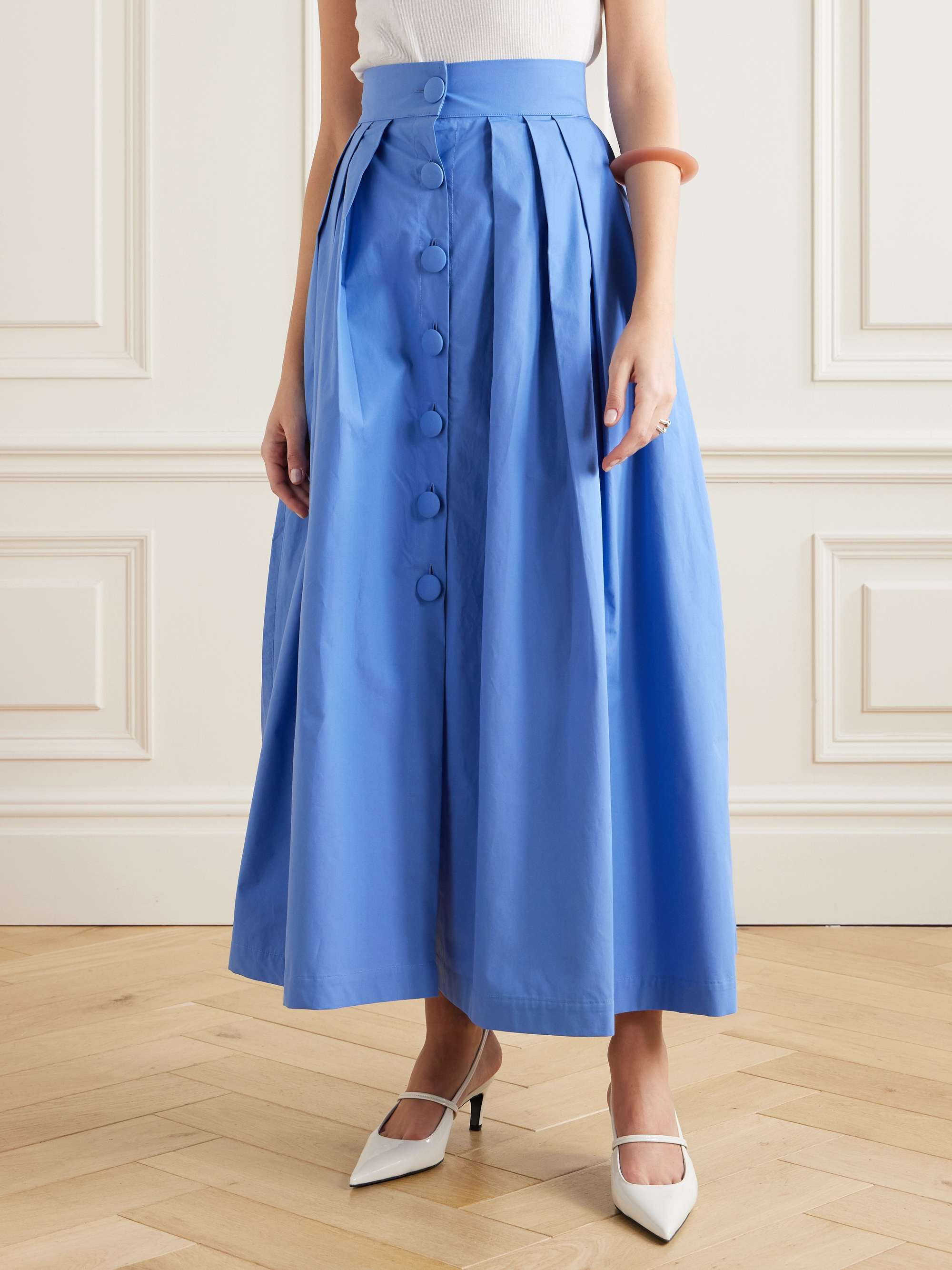 Irving pleated cotton-poplin midi skirt view