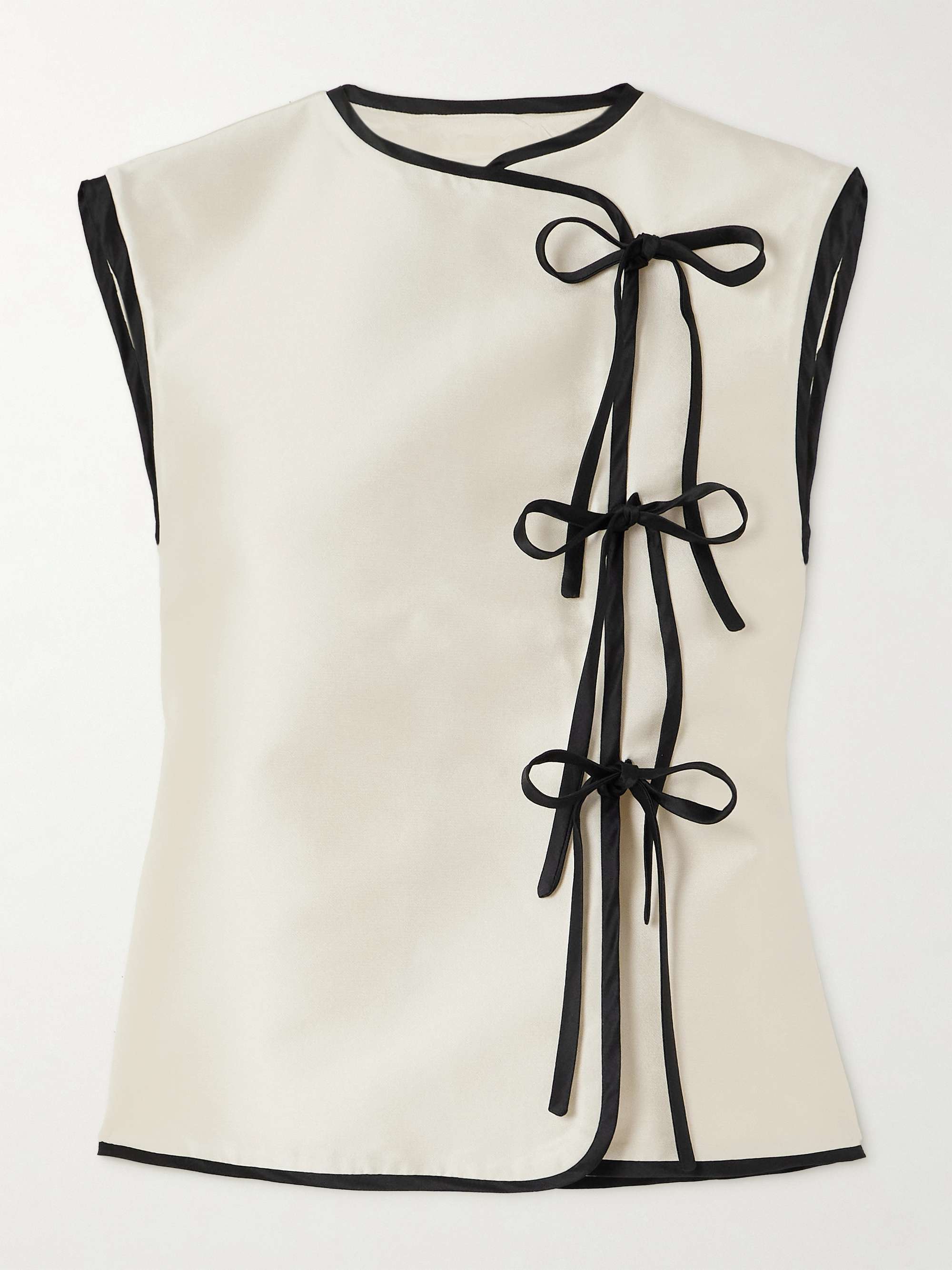 Mary wrap-effect tie-detailed faille top view