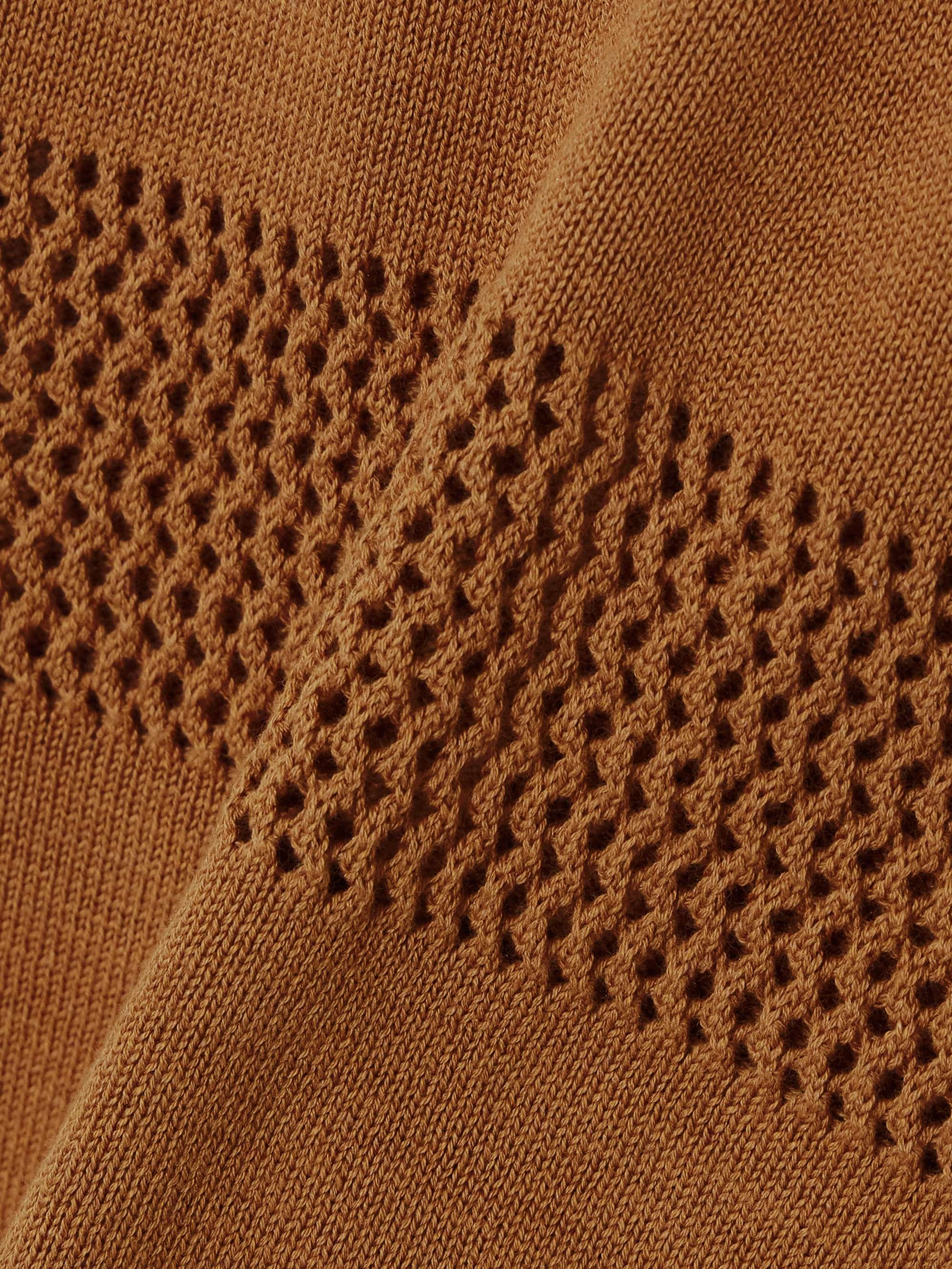 Genesis paneled open-knit organic cotton-blend top view