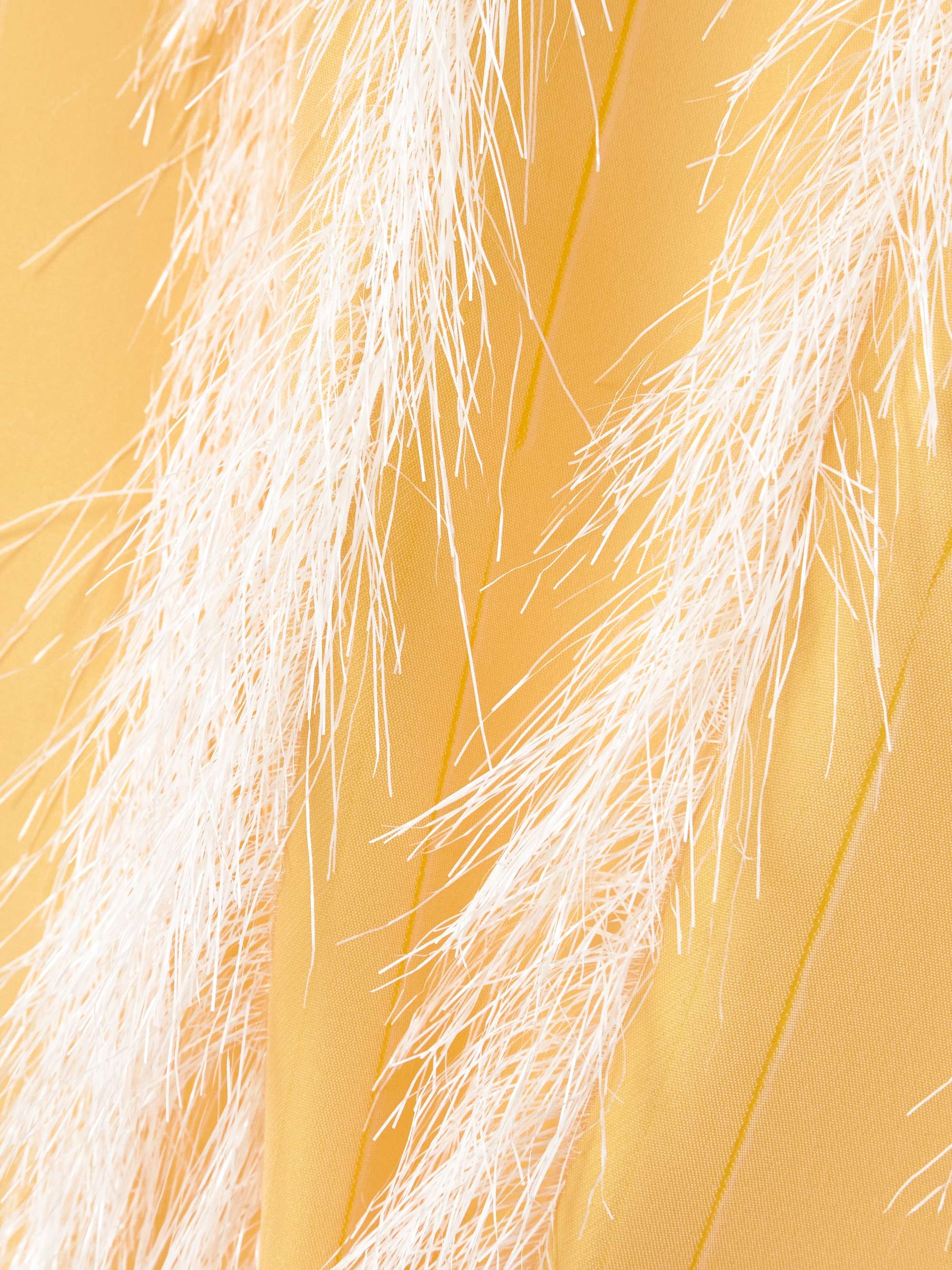 Paz faux feather-trimmed pleated cotton-blend twill midi dress view