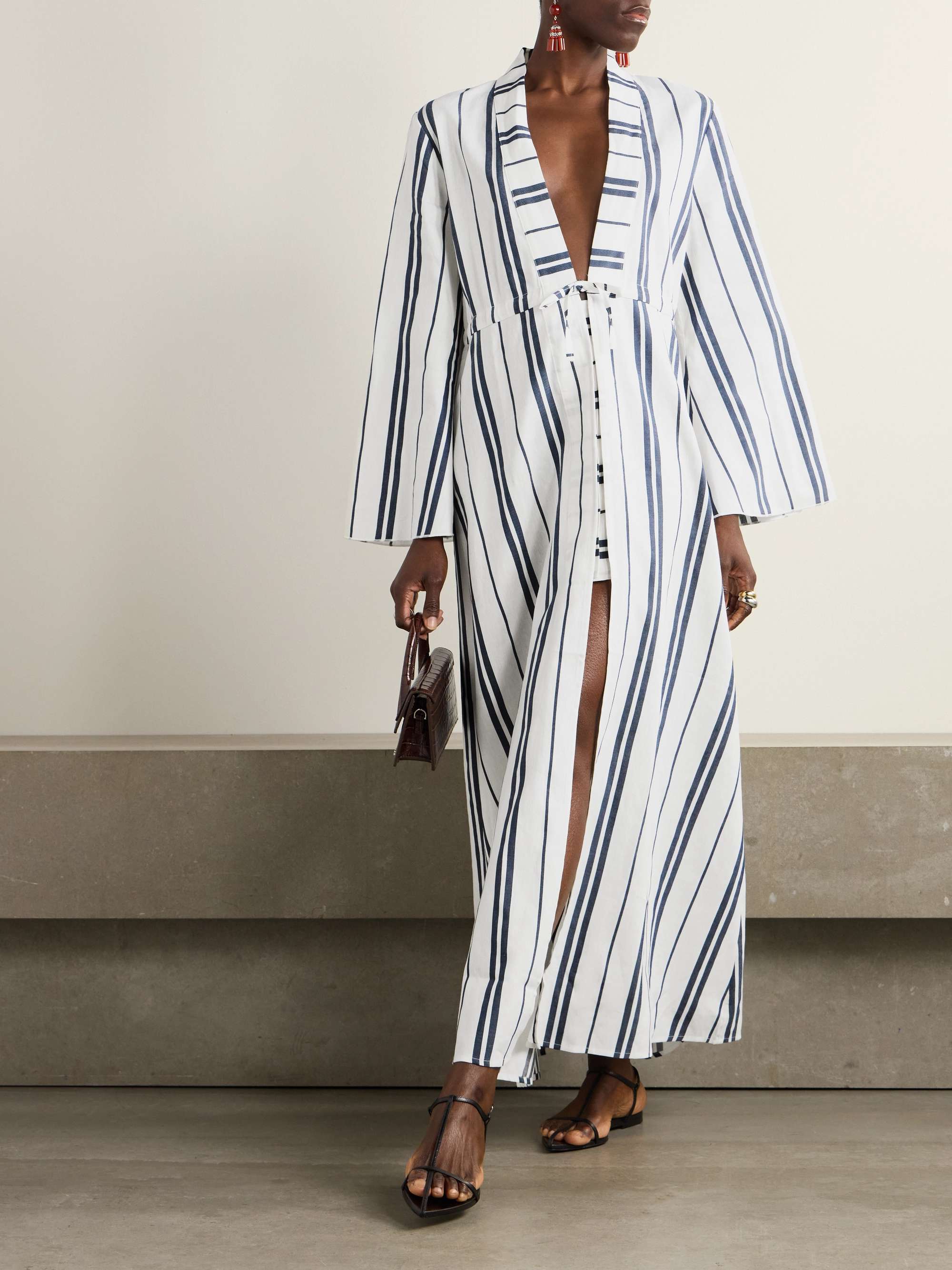 Otani striped woven coverup view