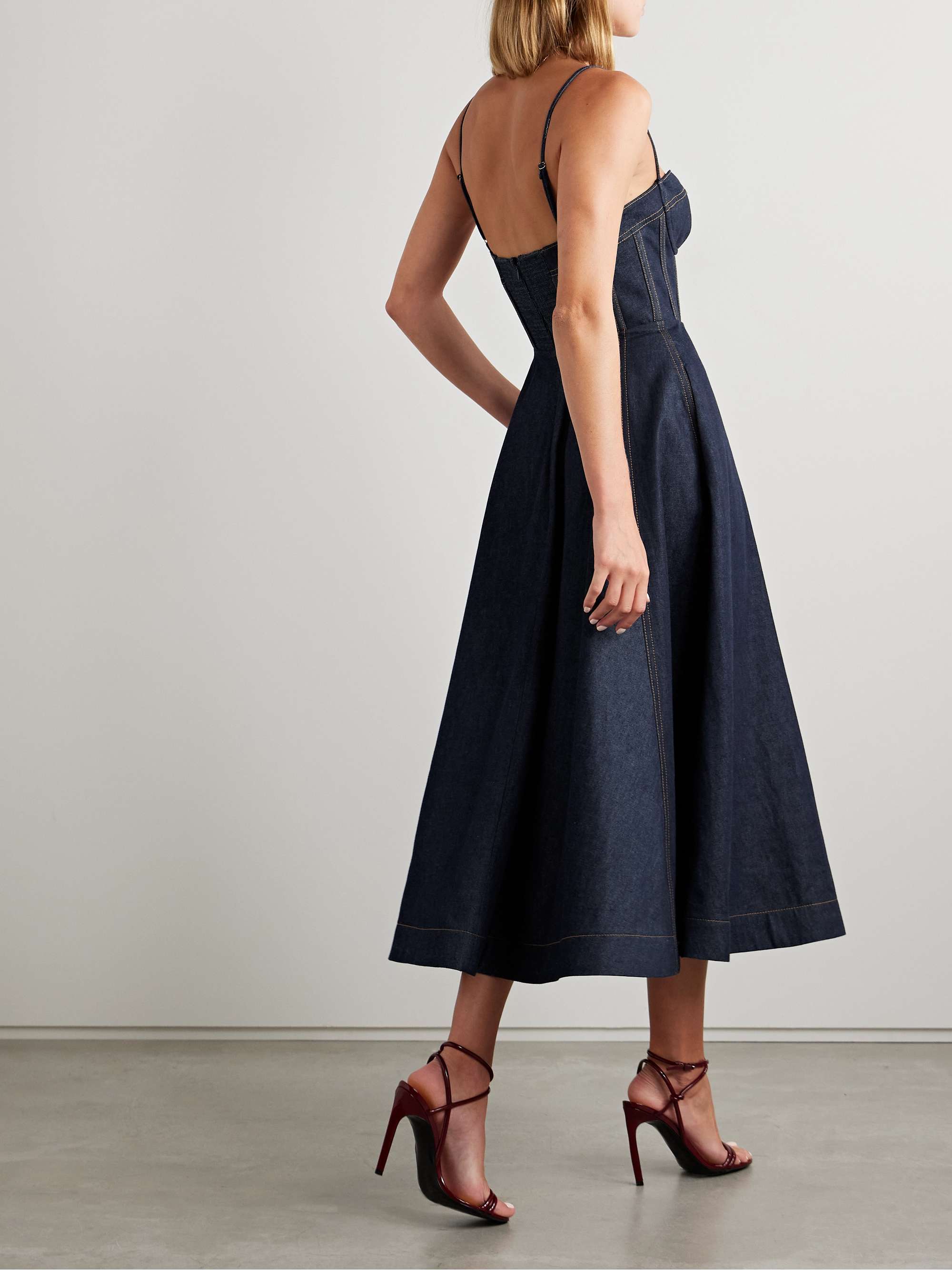 Crush denim midi dress view