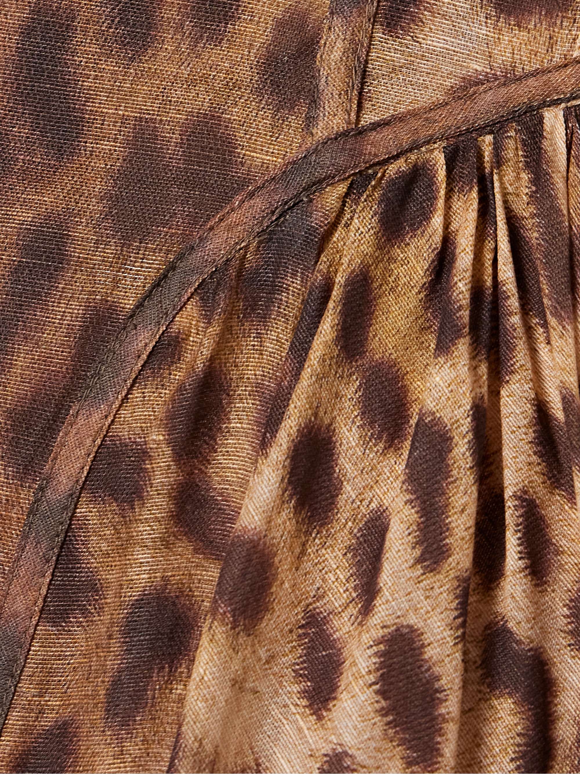 Crush belted crystal-embellished leopard-print linen and silk-blend organza midi dress view
