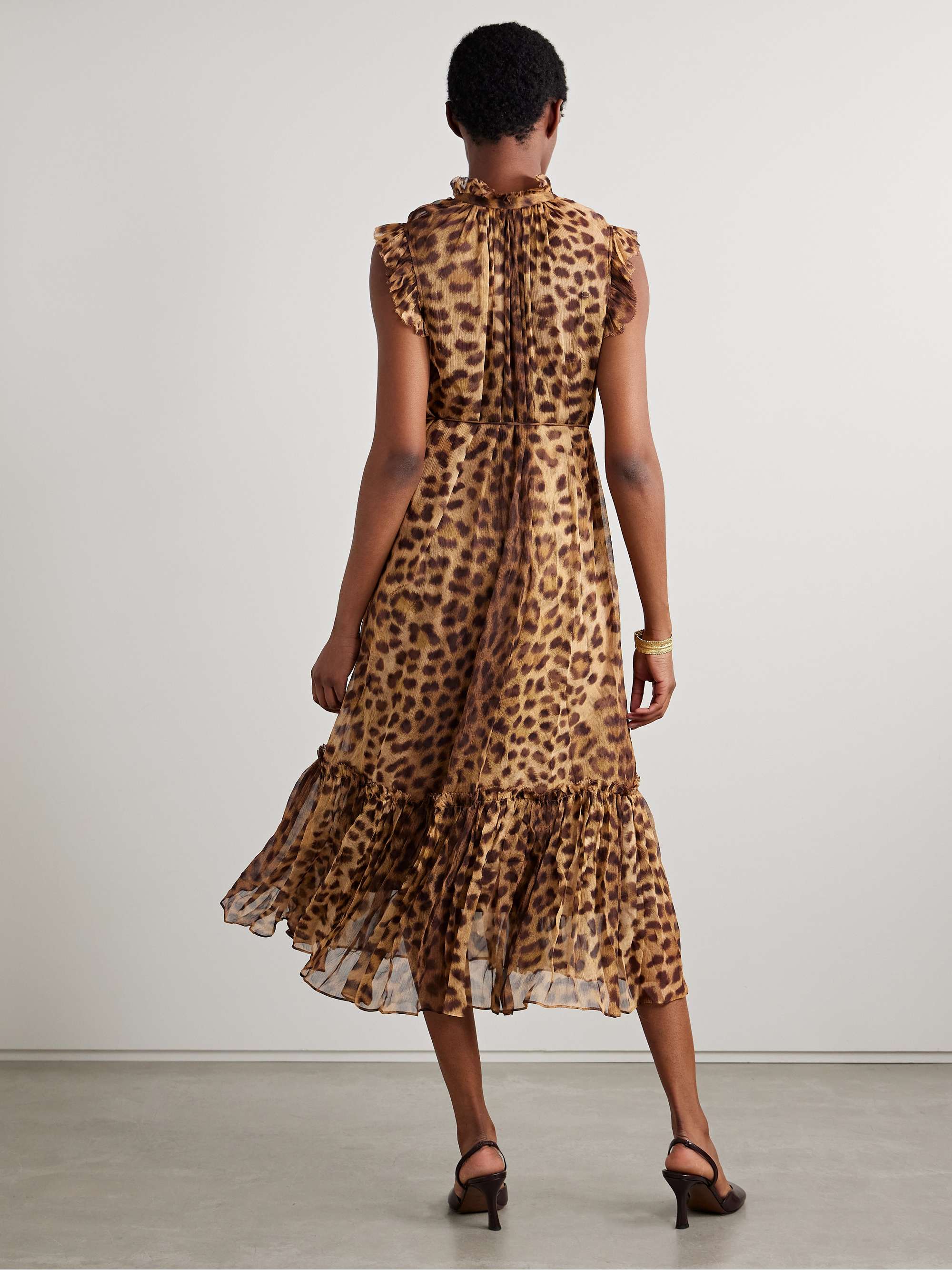 Crush leopard-print crepon midi dress view