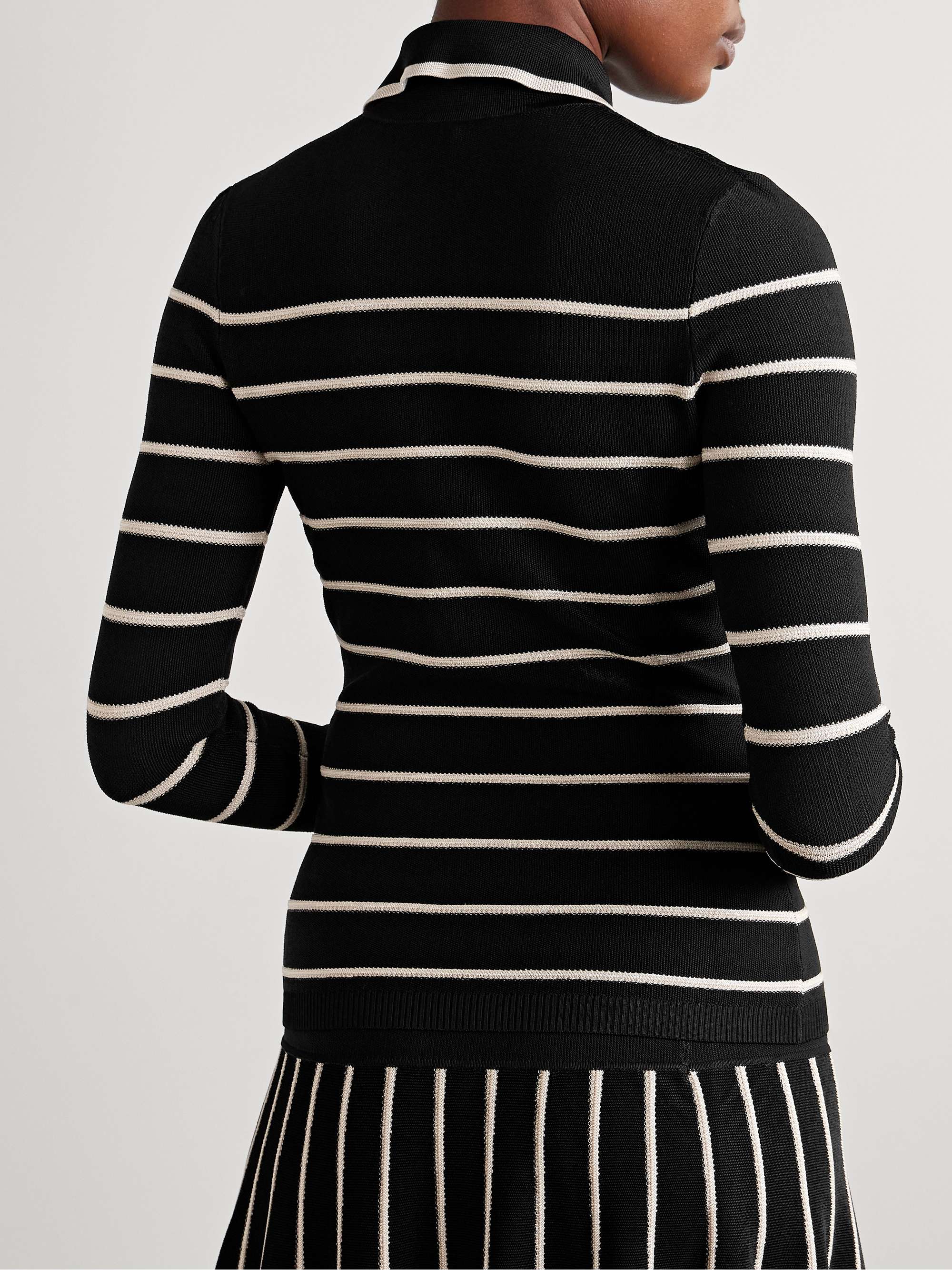 Crush striped stretch-knit top view
