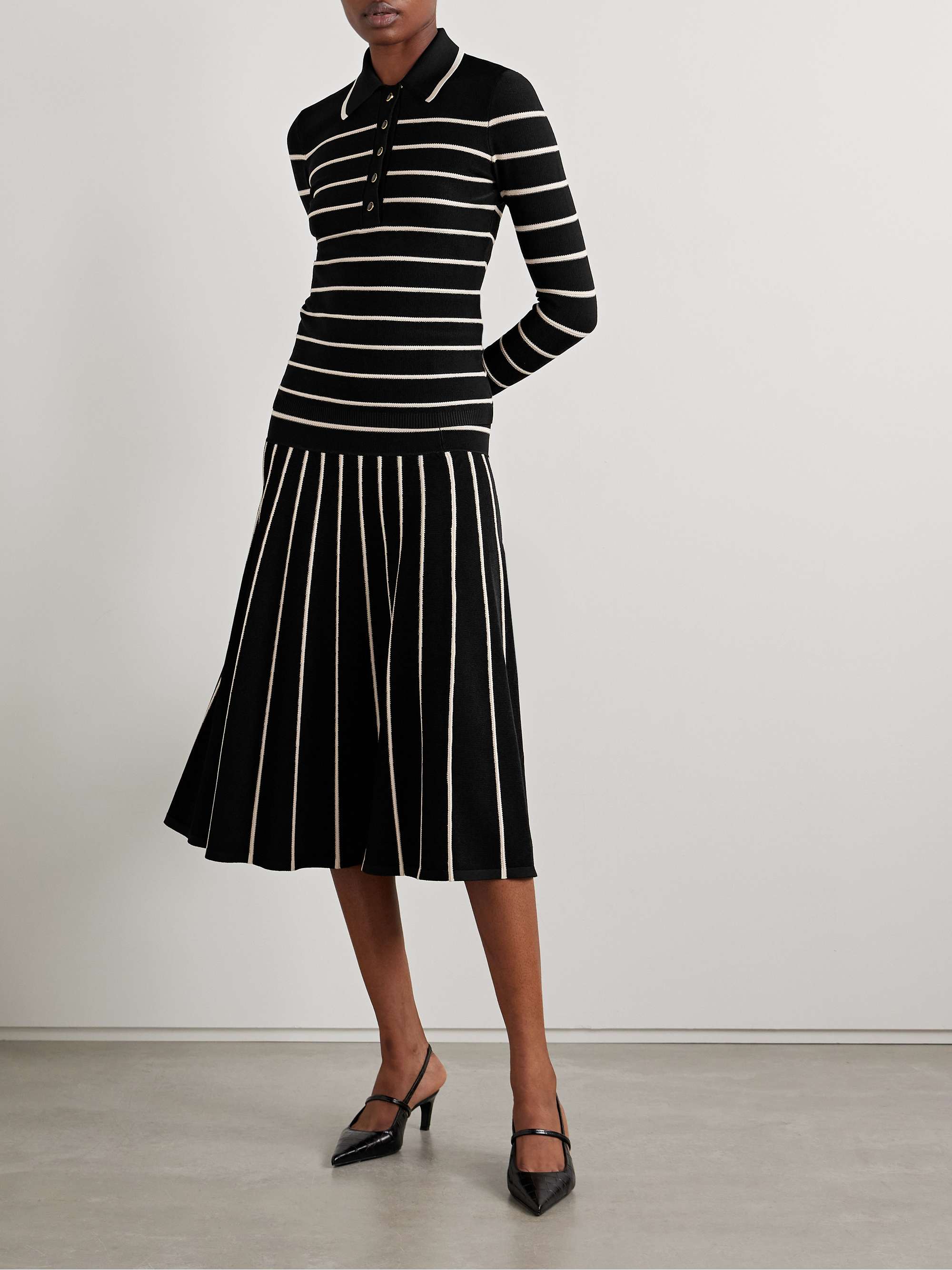 Crush striped stretch-knit top view