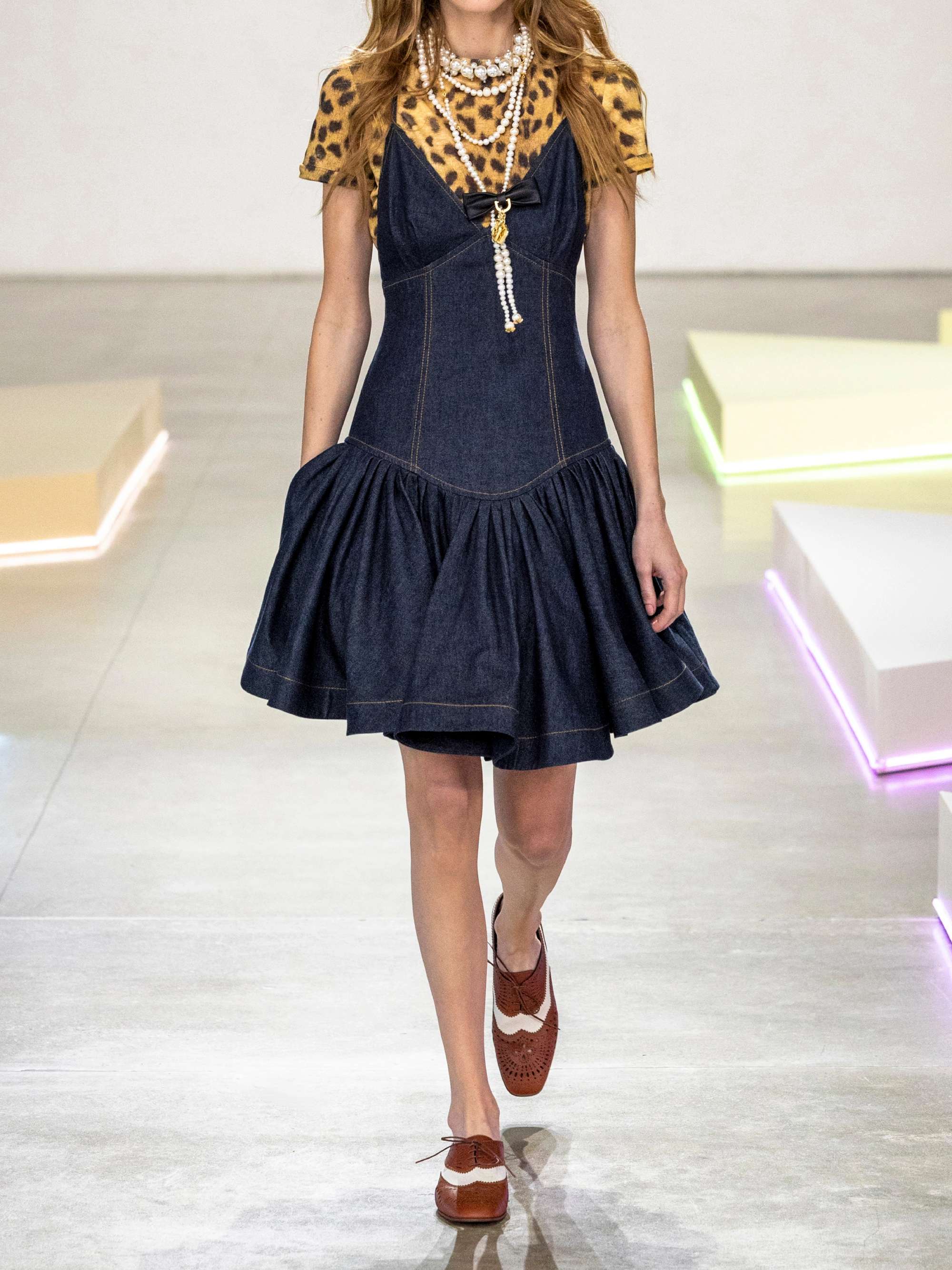 Crush gathered denim mini dress view