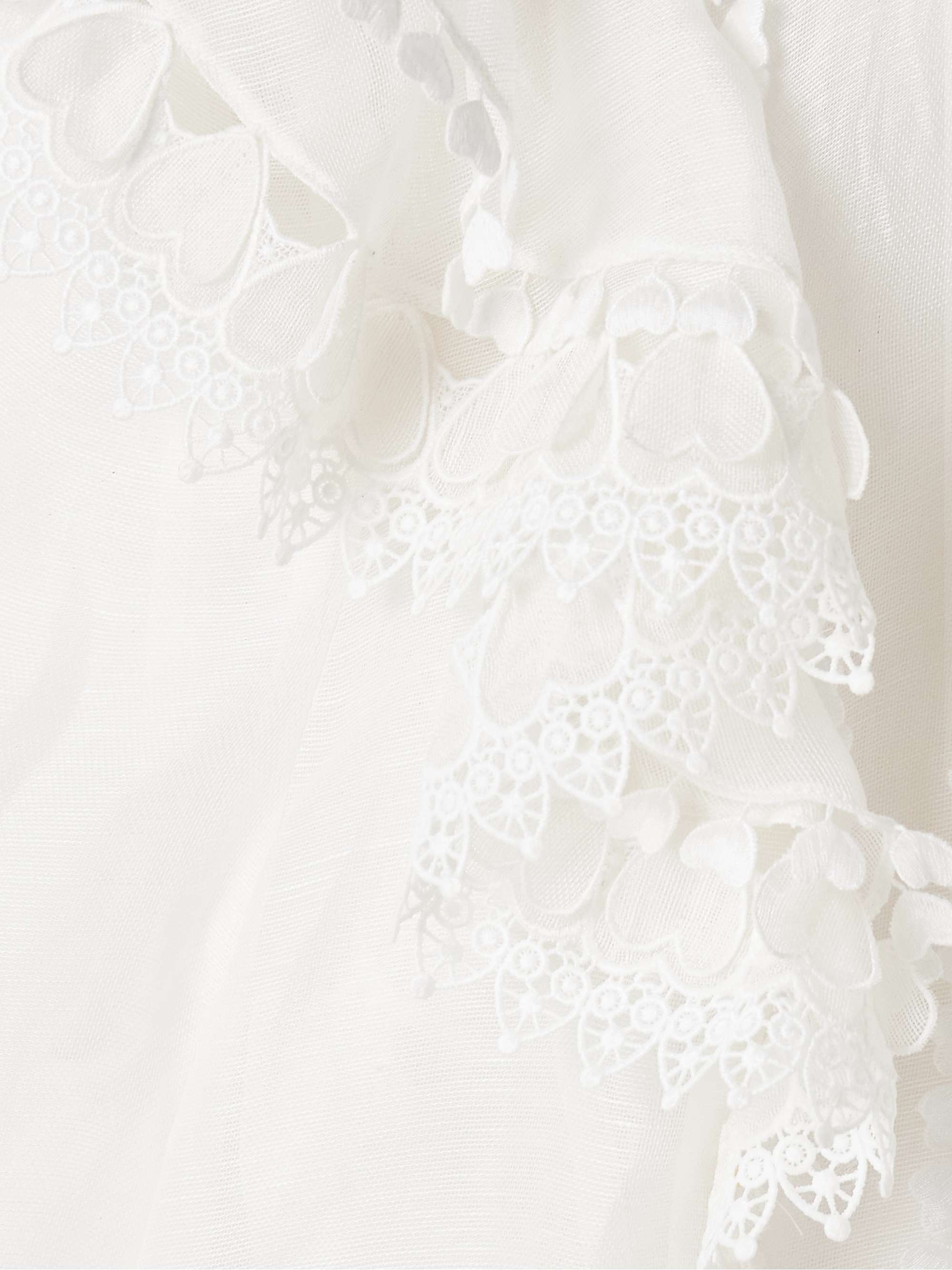 Crush crystal-embellished guipure lace-trimmed ruffled linen and silk-blend organza shirt view