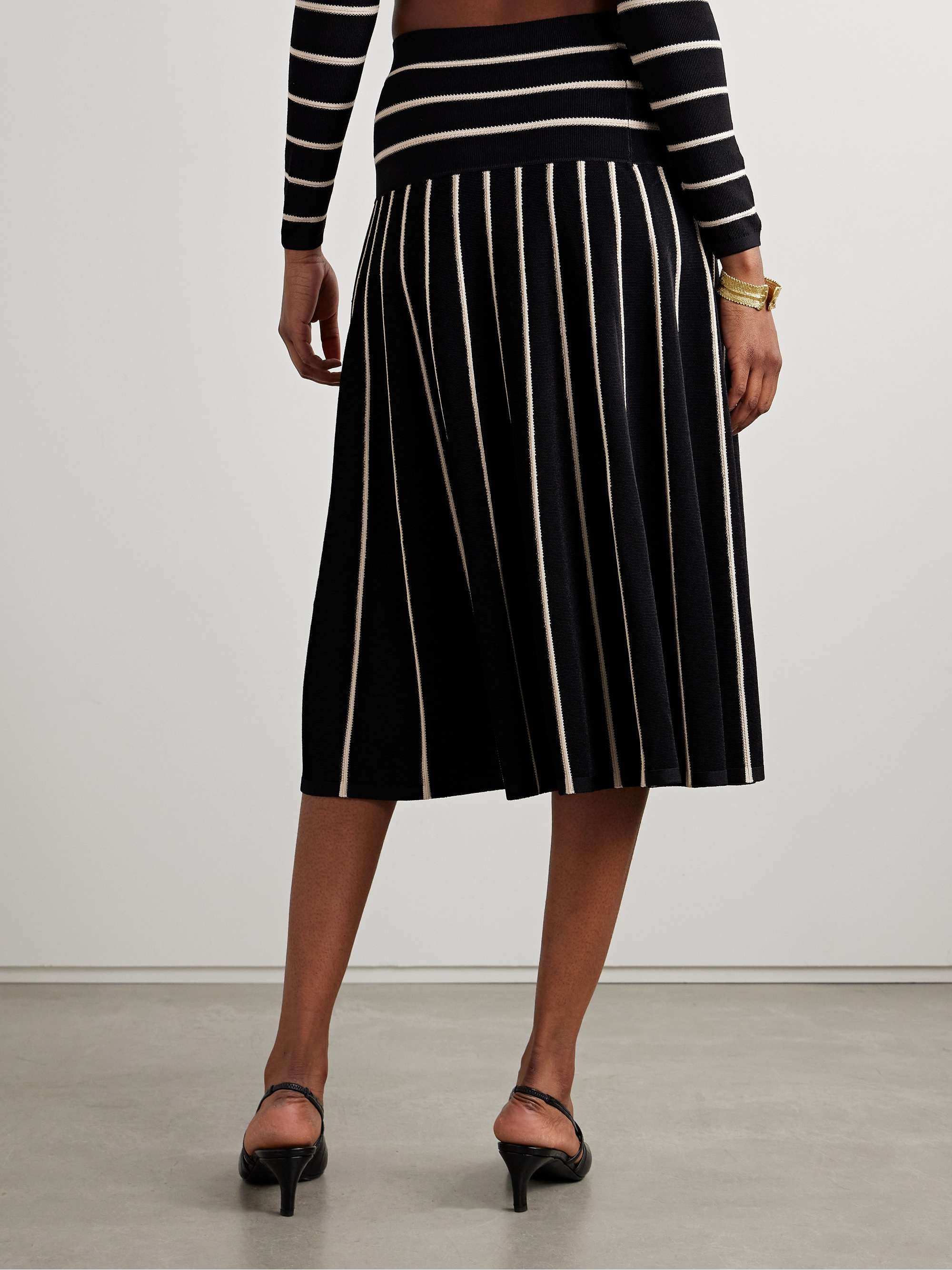 Crush striped stretch-knit midi skirt view