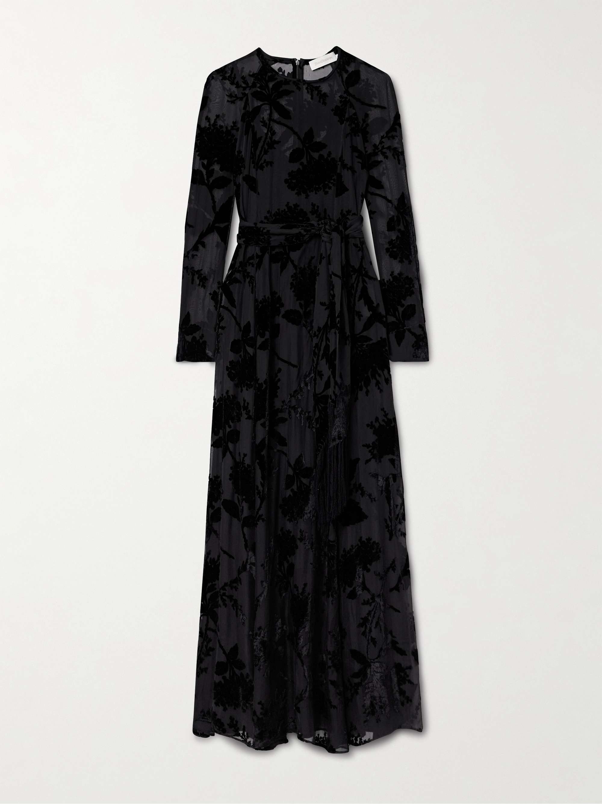 Belted dévoré-crepe de chine maxi dress view