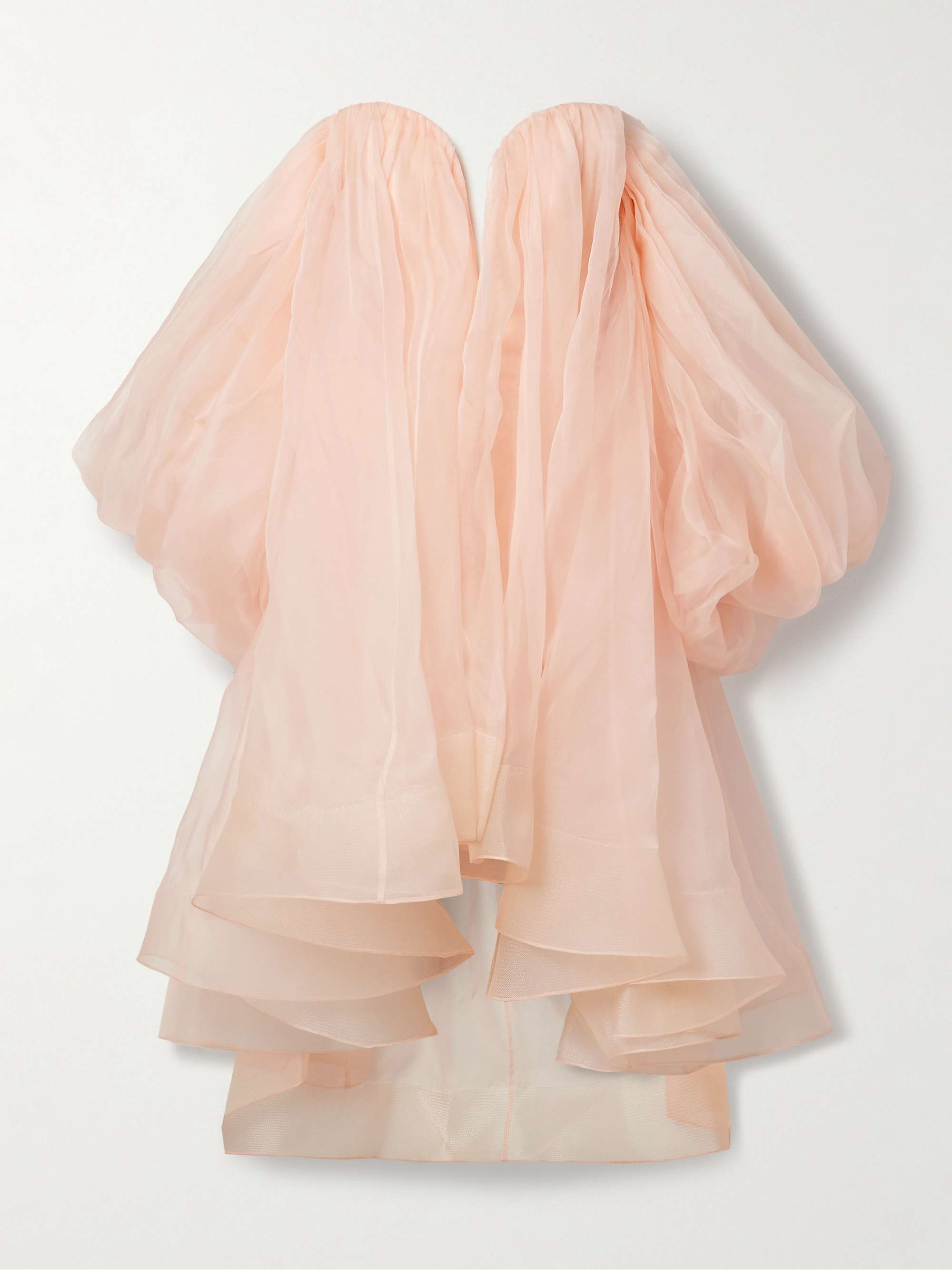 Crush strapless gathered silk-organza mini dress view