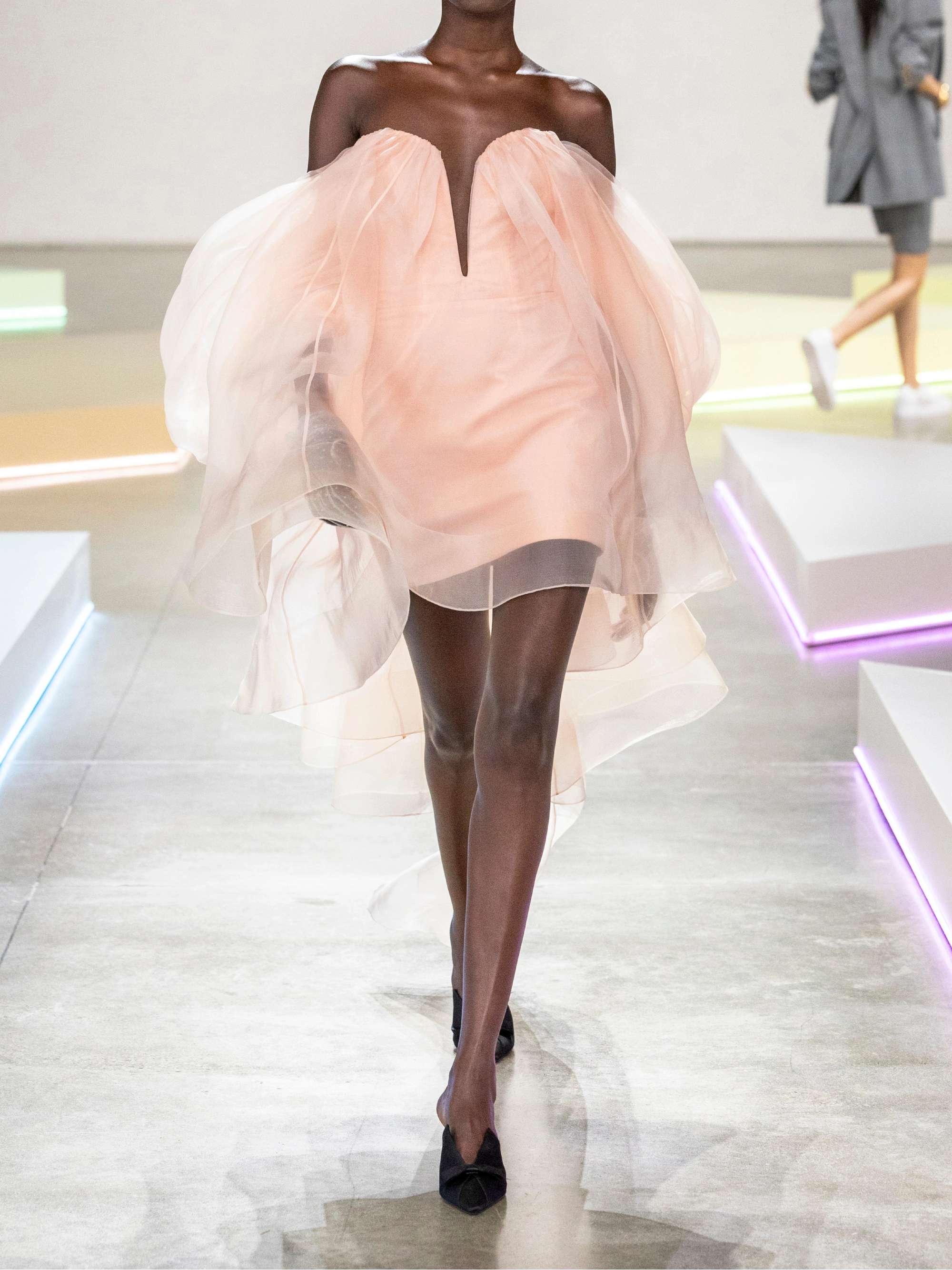 Crush strapless gathered silk-organza mini dress view