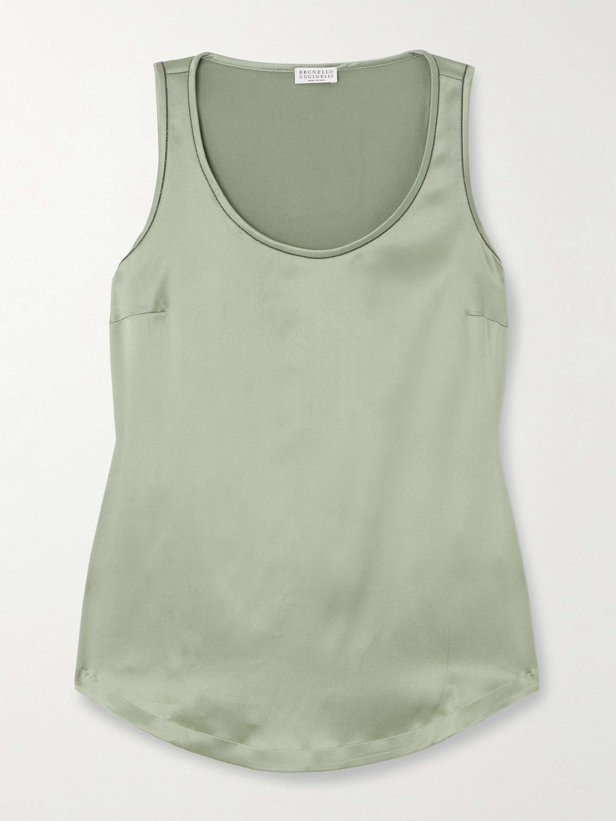 Bead-embellished silk-satin tank view