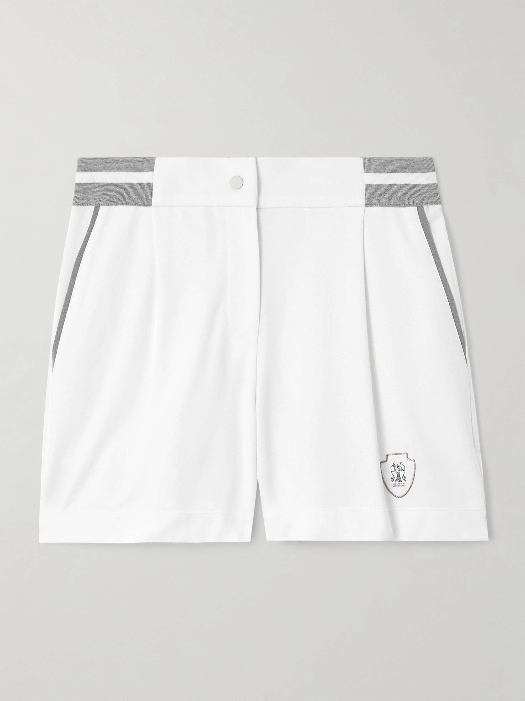 Embroidered stretch-cotton jersey tennis shorts view