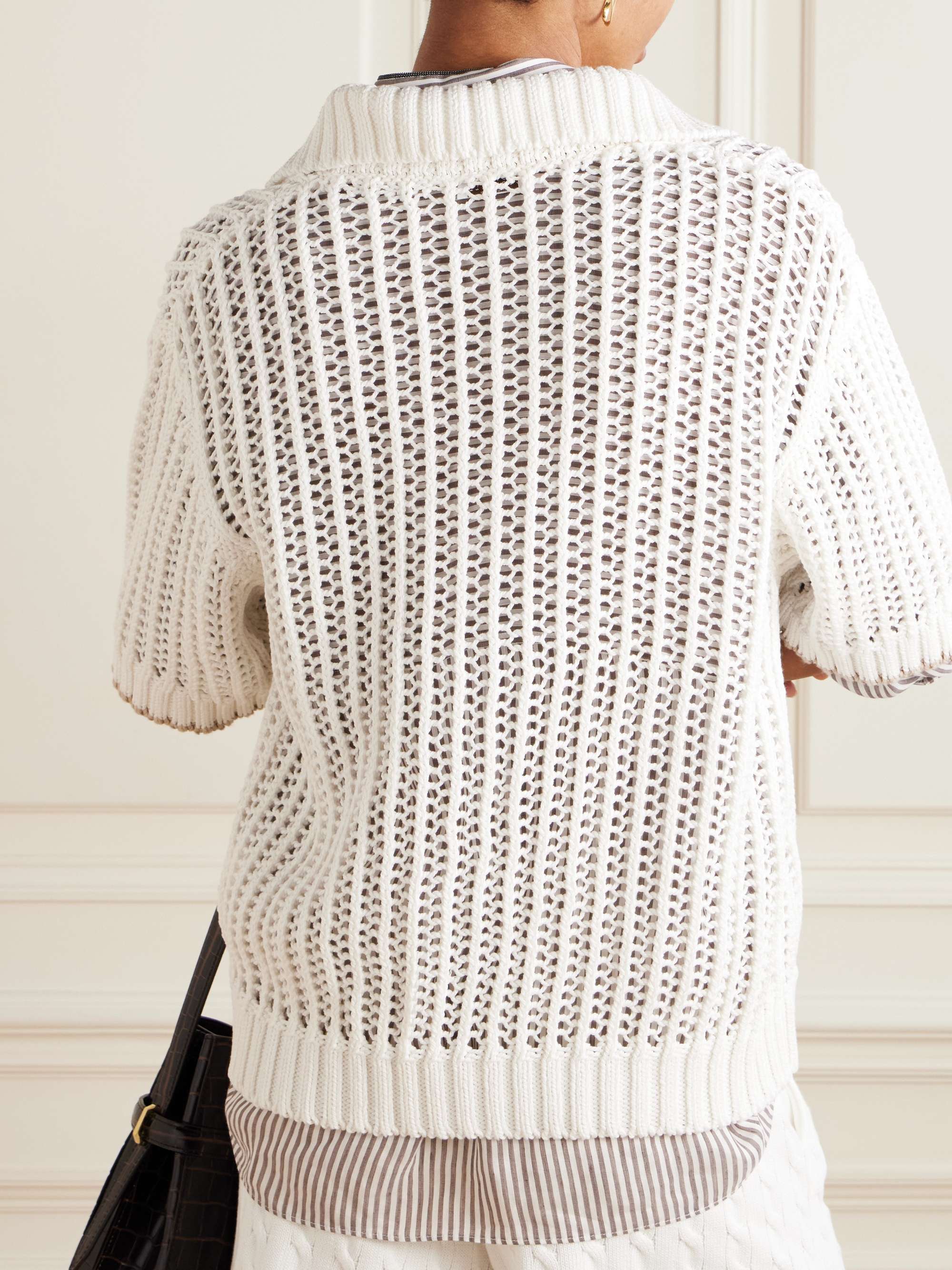 Open-knit cotton polo shirt view