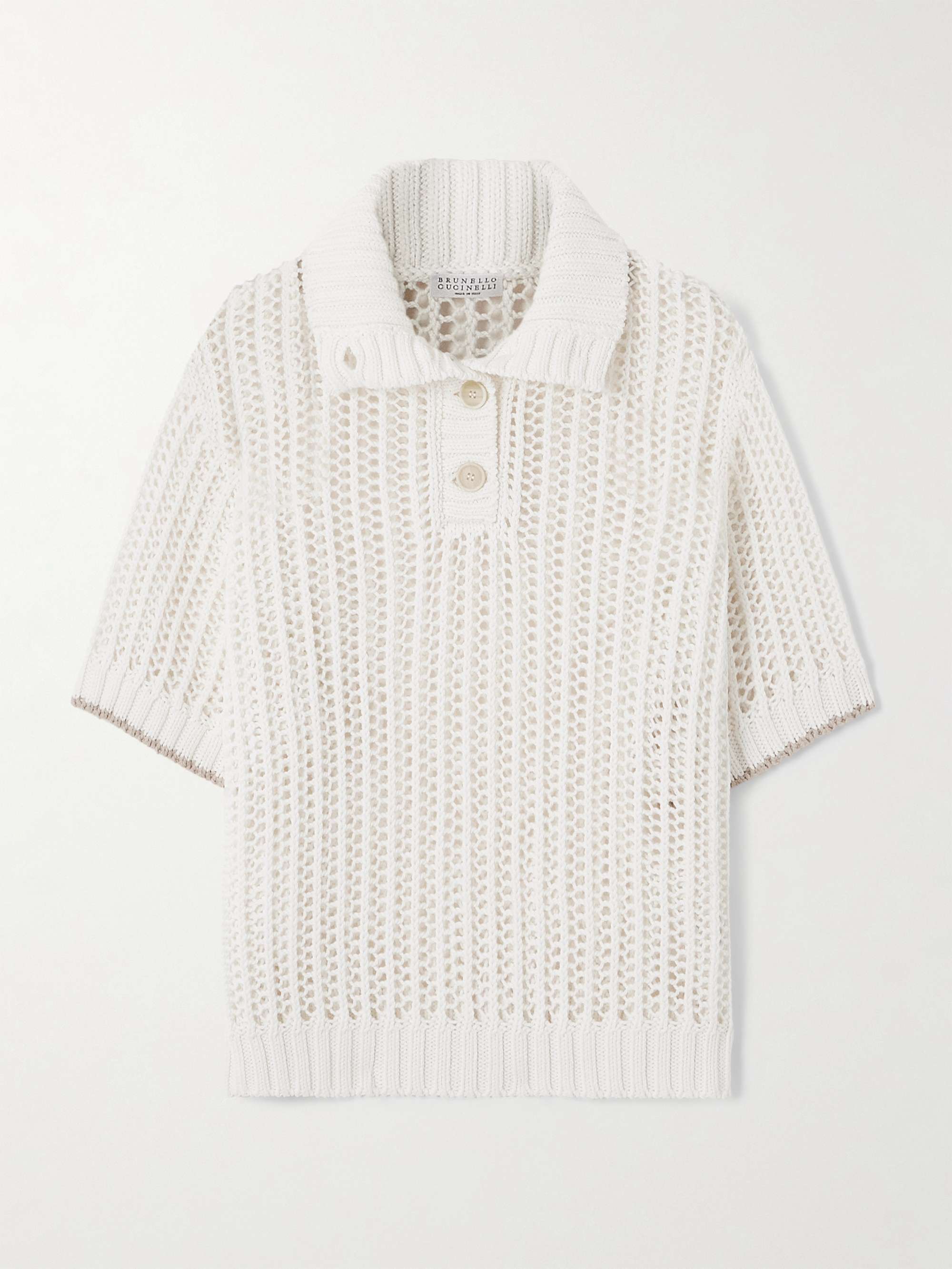Open-knit cotton polo shirt view