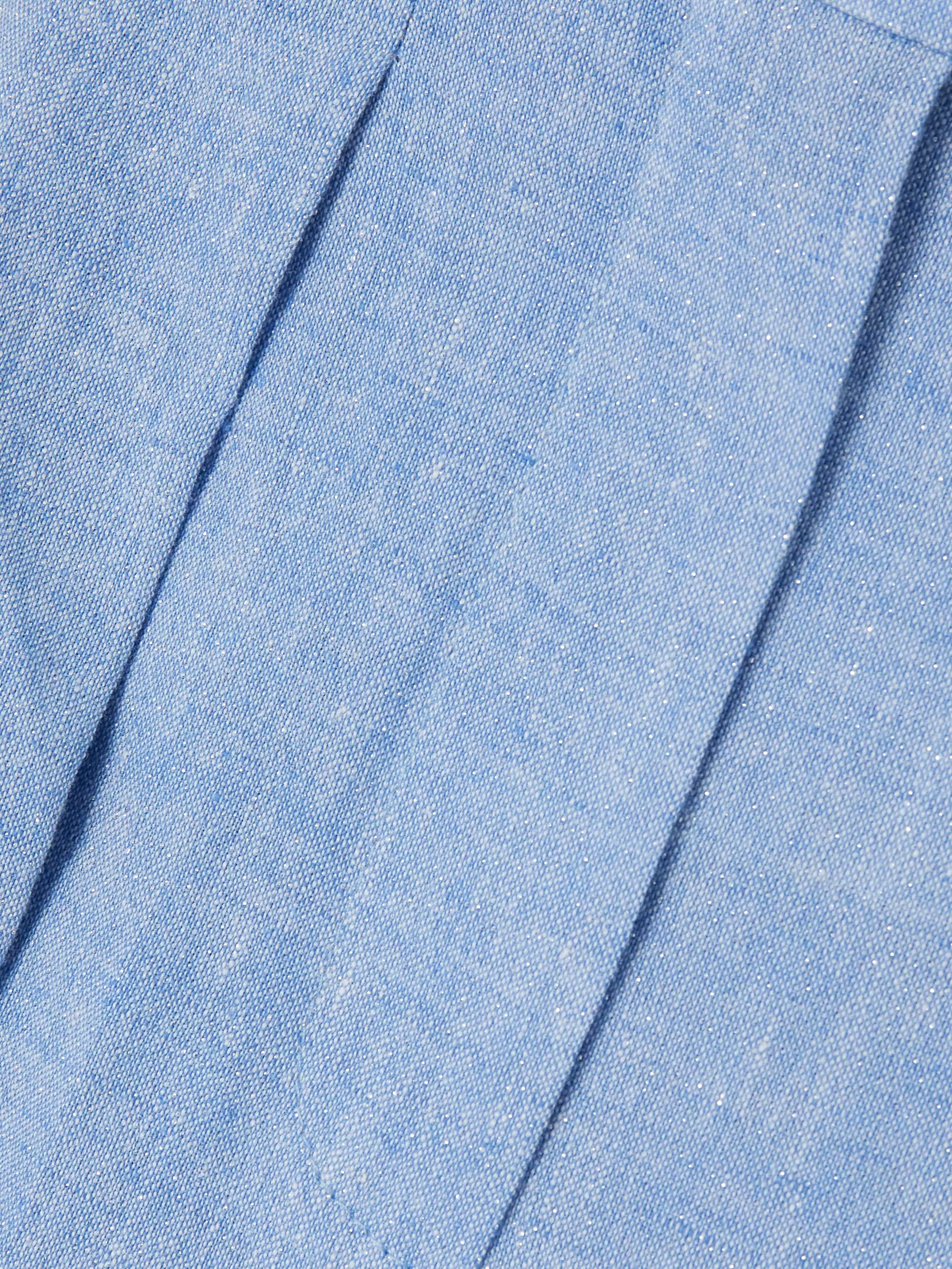 Pleated linen-blend wide-leg pants view