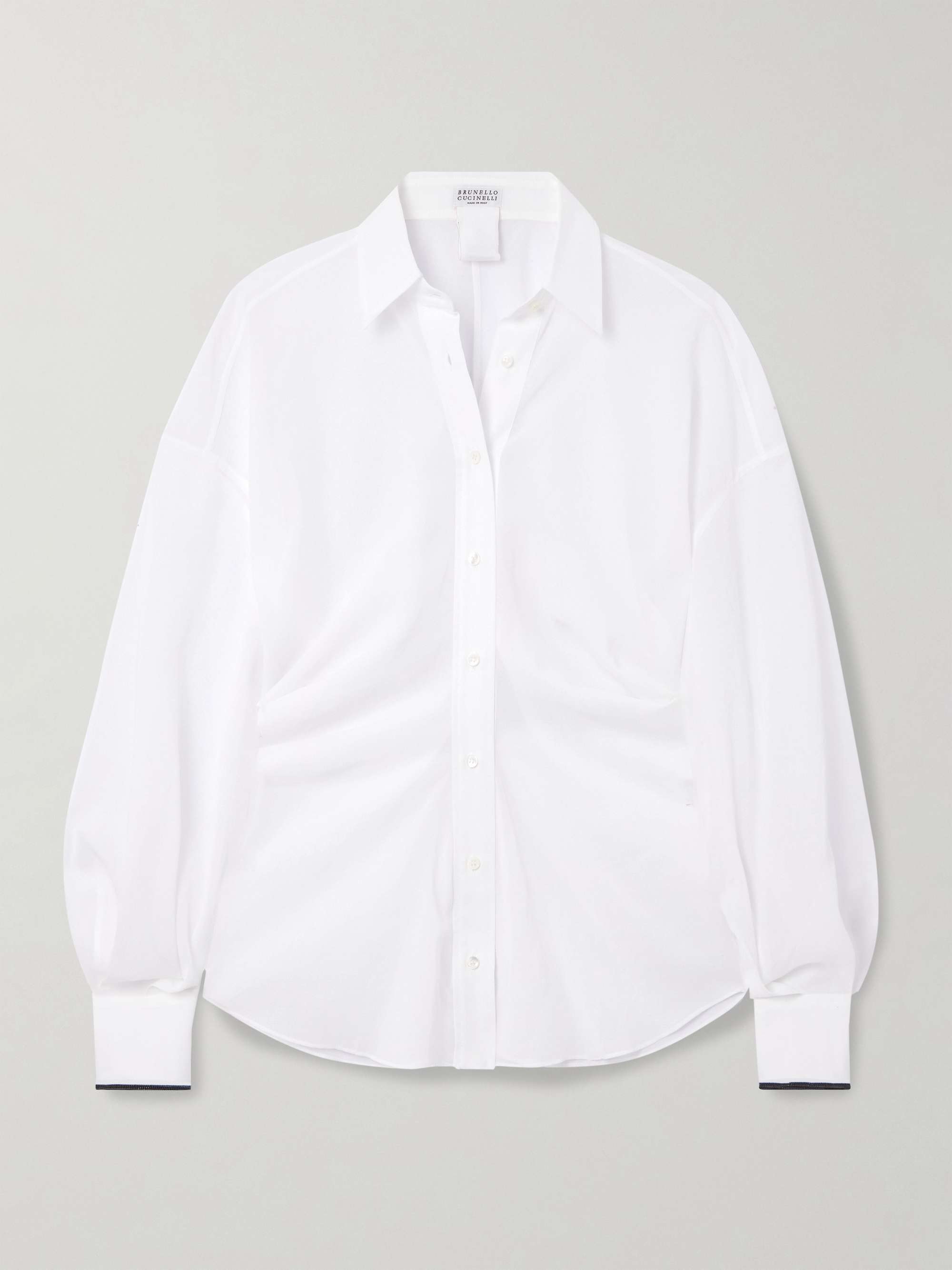 Bead-embellished gathered cotton-voile shirt view