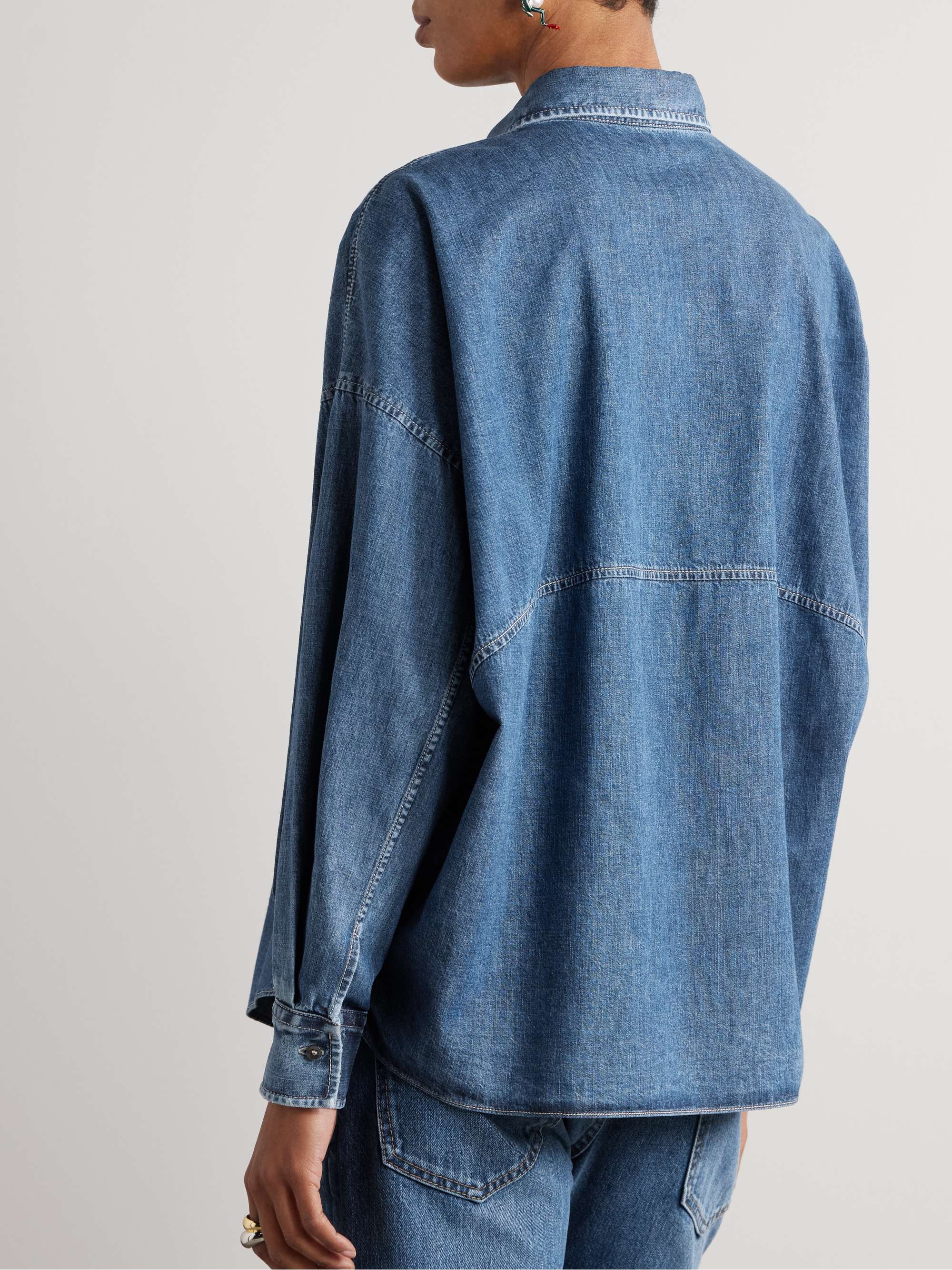 Bead-embellished denim shirt view