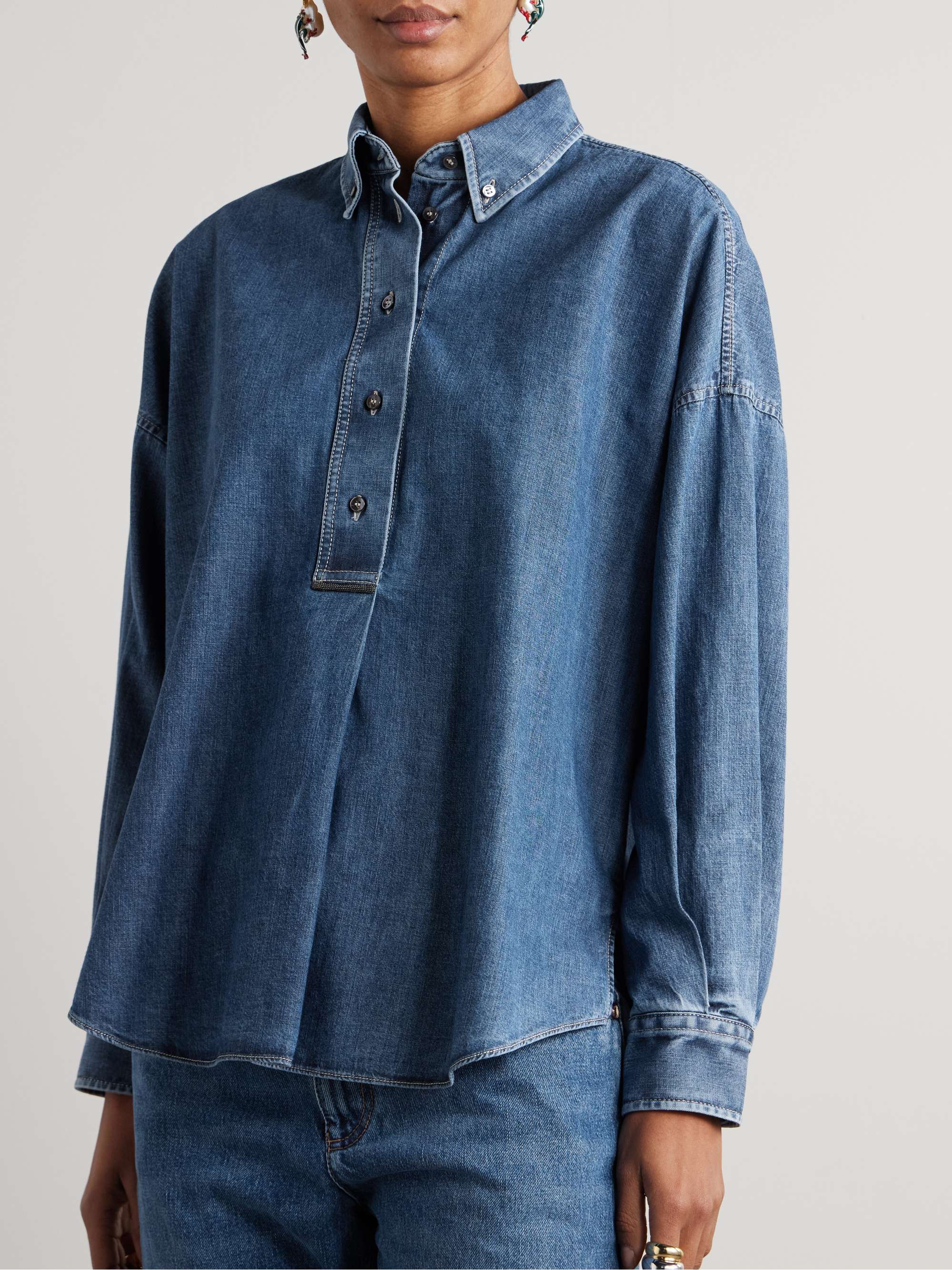 Bead-embellished denim shirt view