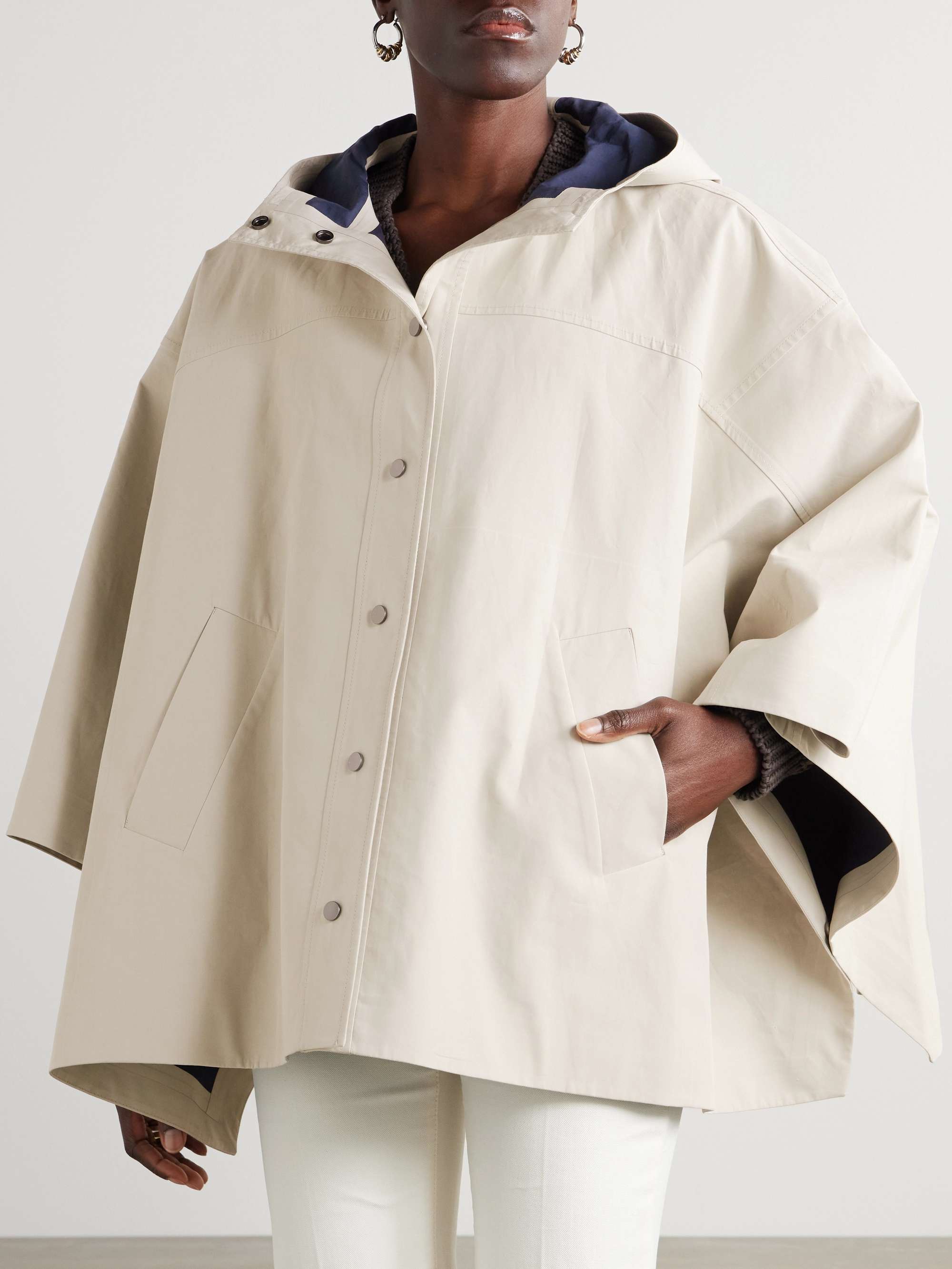 Hooded cotton trench coat view