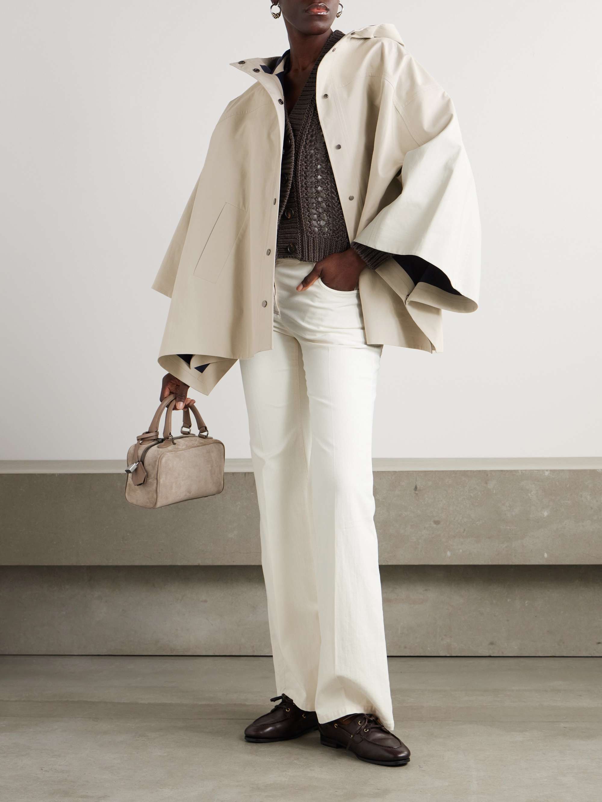 Hooded cotton trench coat view