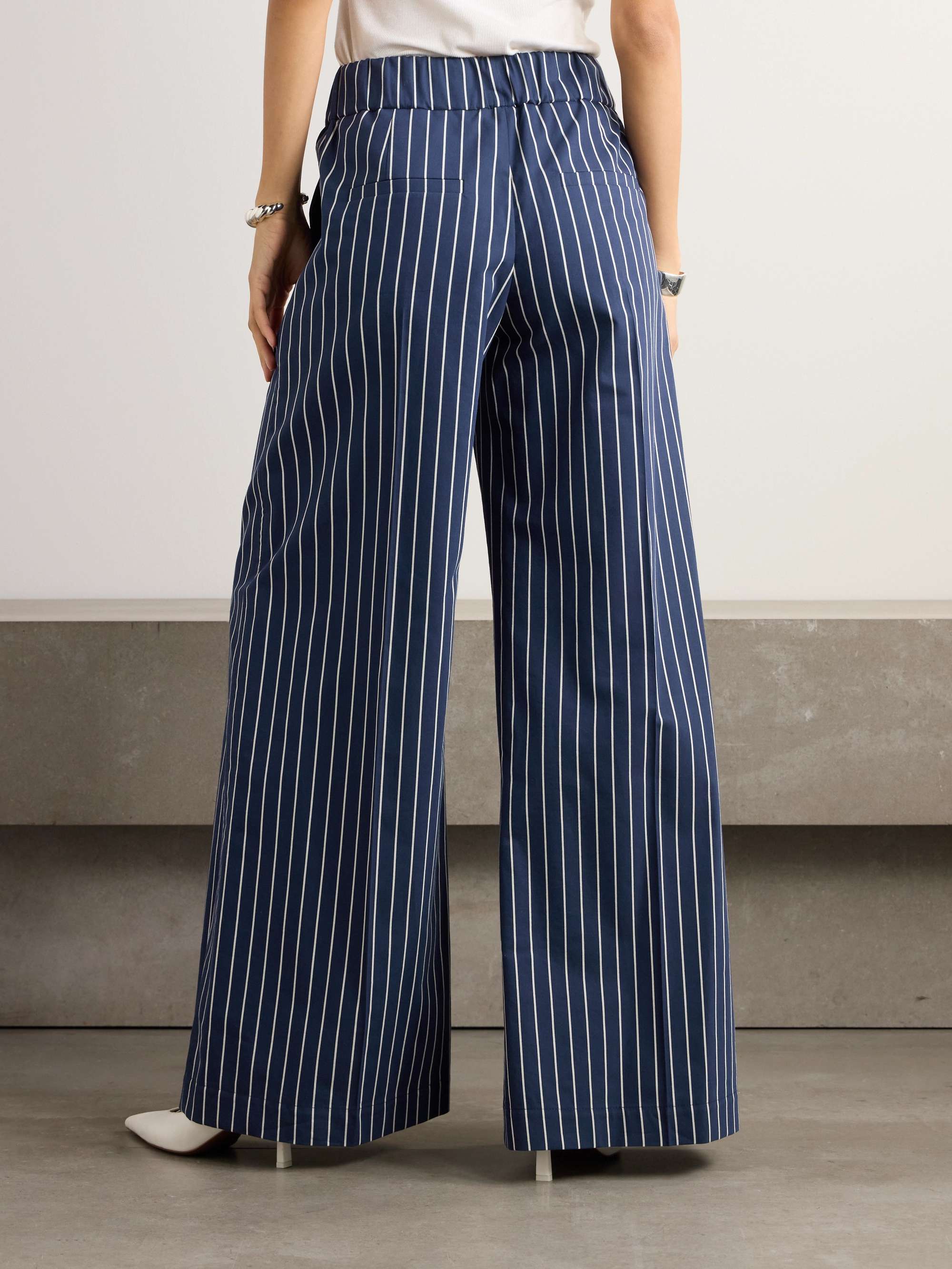 Striped cotton and silk-blend twill wide-leg pants view