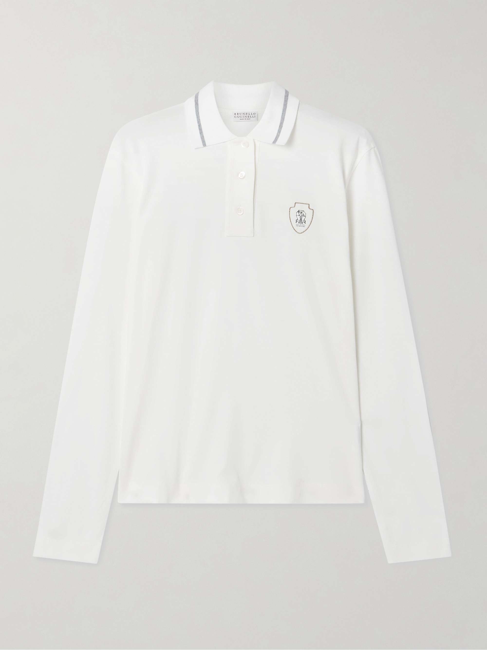 Printed cotton-jersey polo shirt view