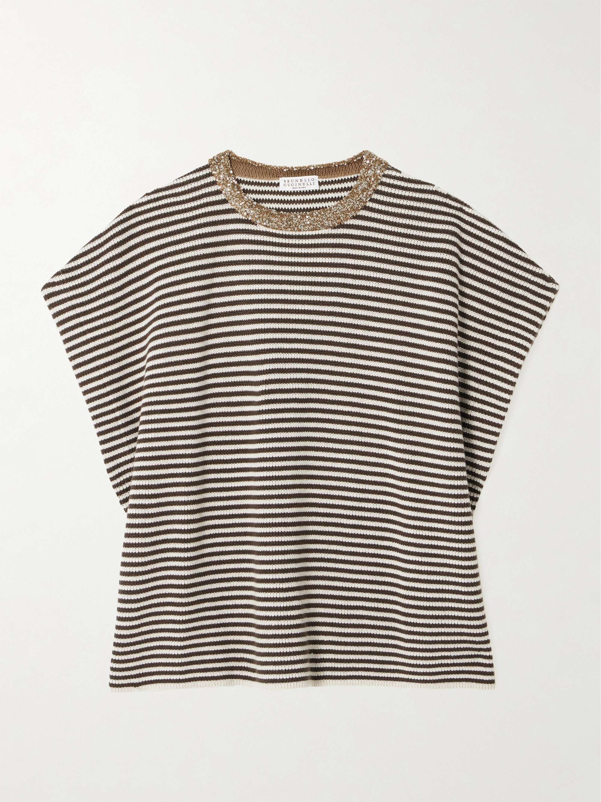 Embellished striped cotton sweater view