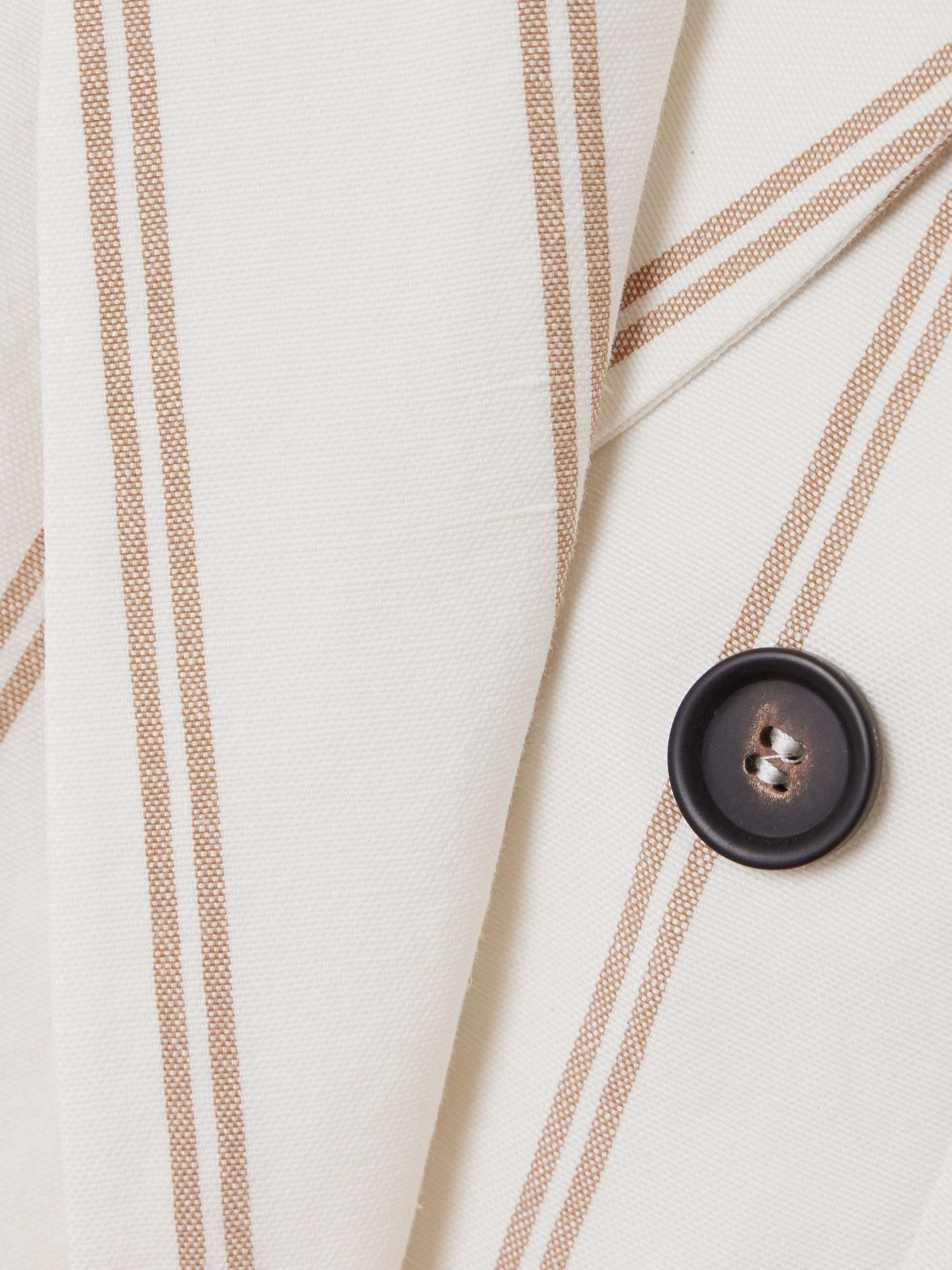 Double-breasted striped linen and cotton-blend blazer view