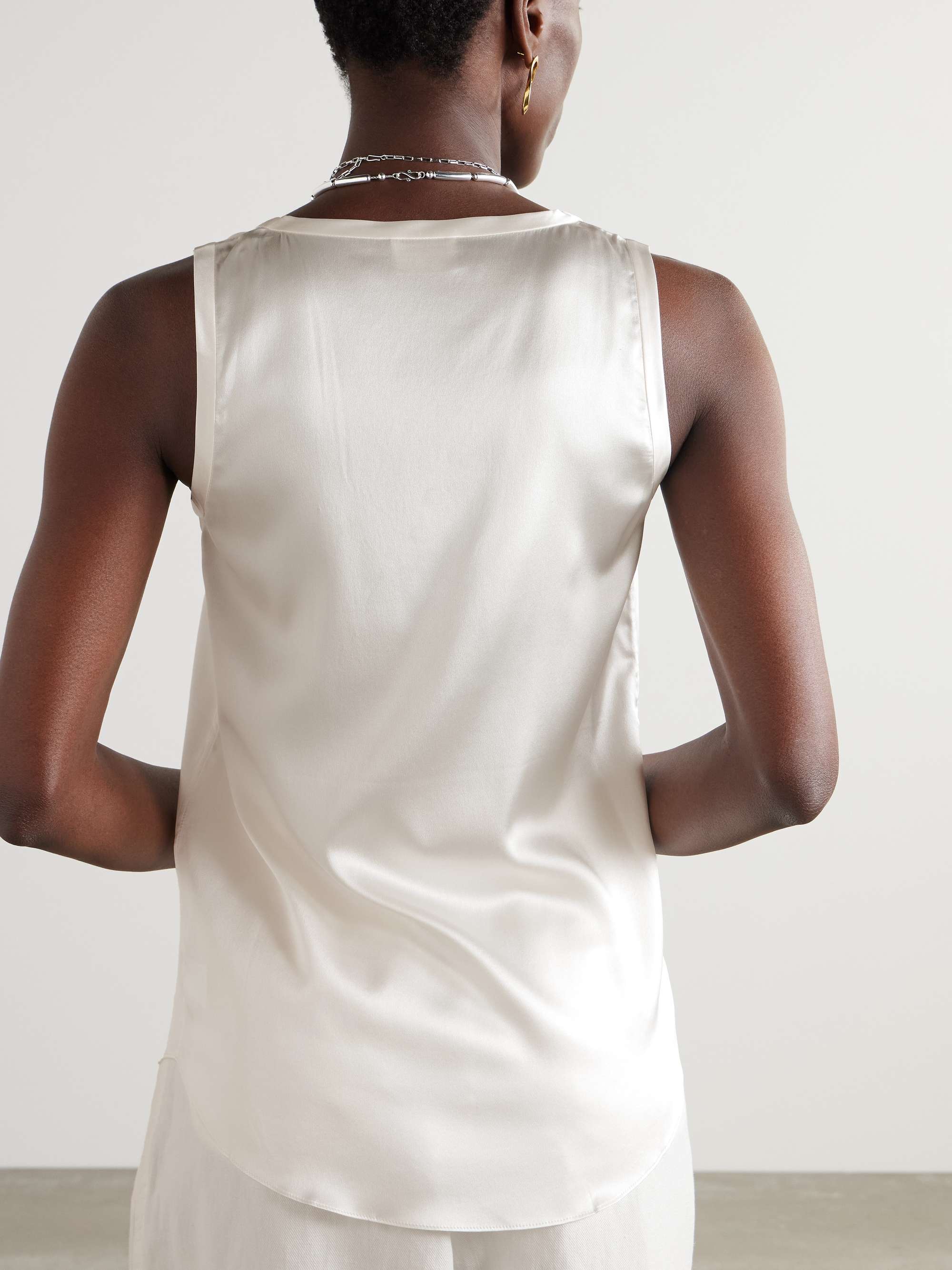 Silk-blend satin tank view
