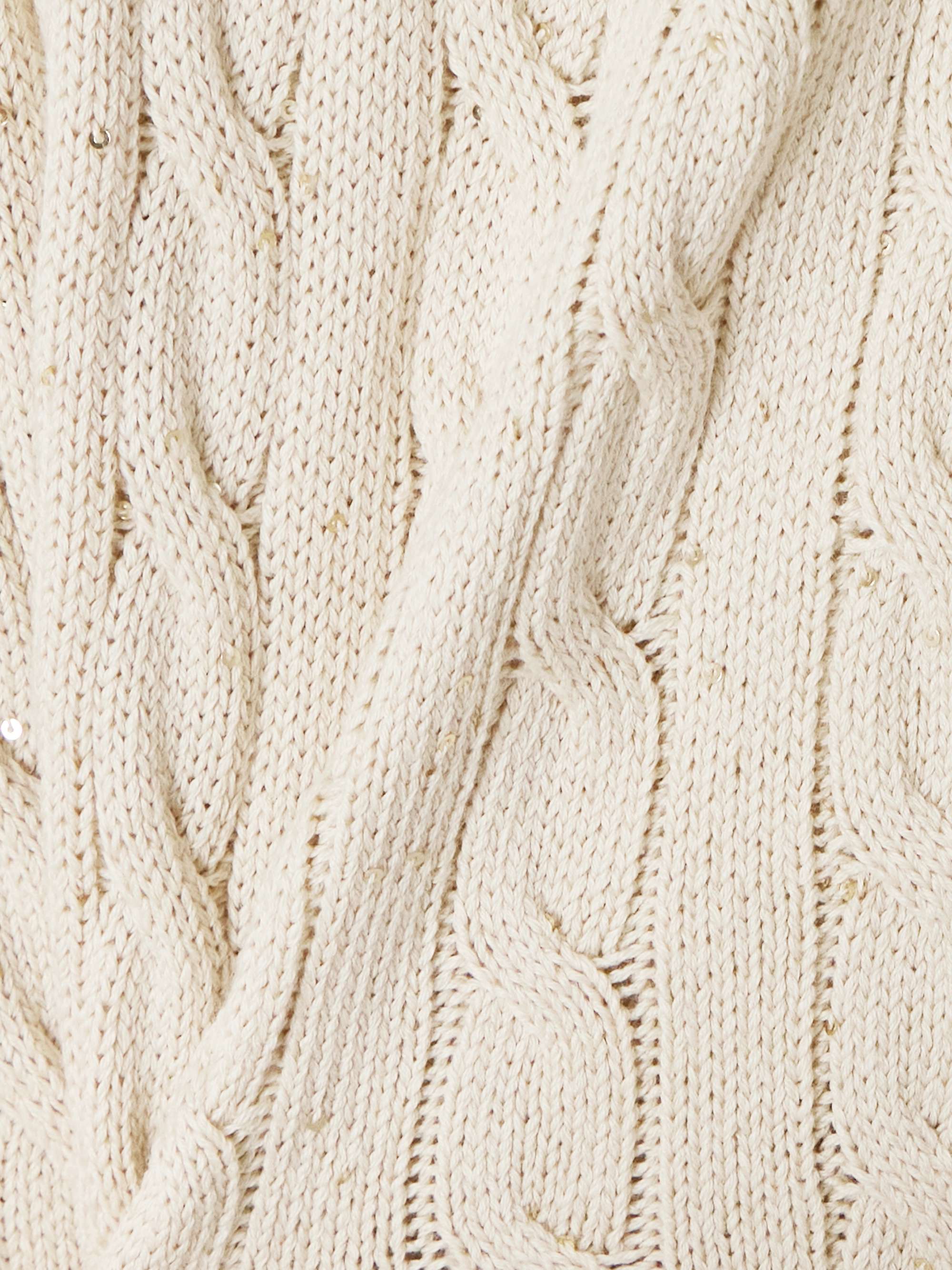 Sequin-embellished cable-knit cotton-blend shorts view