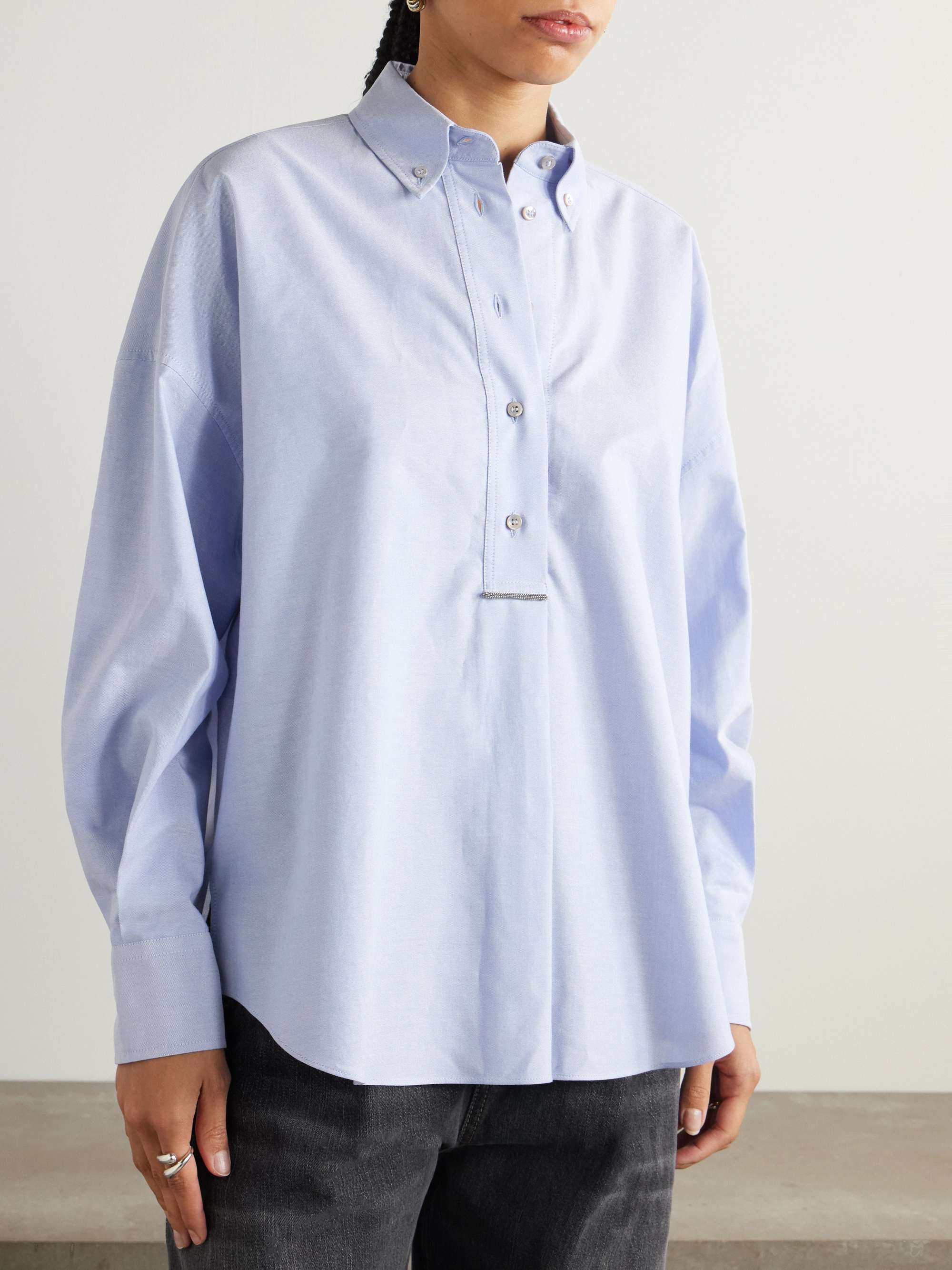 Bead-embellished cotton Oxford shirt view