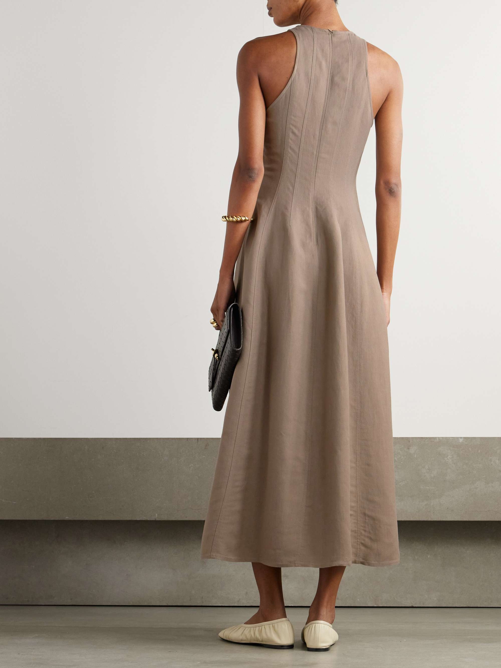Paneled twill midi dress view
