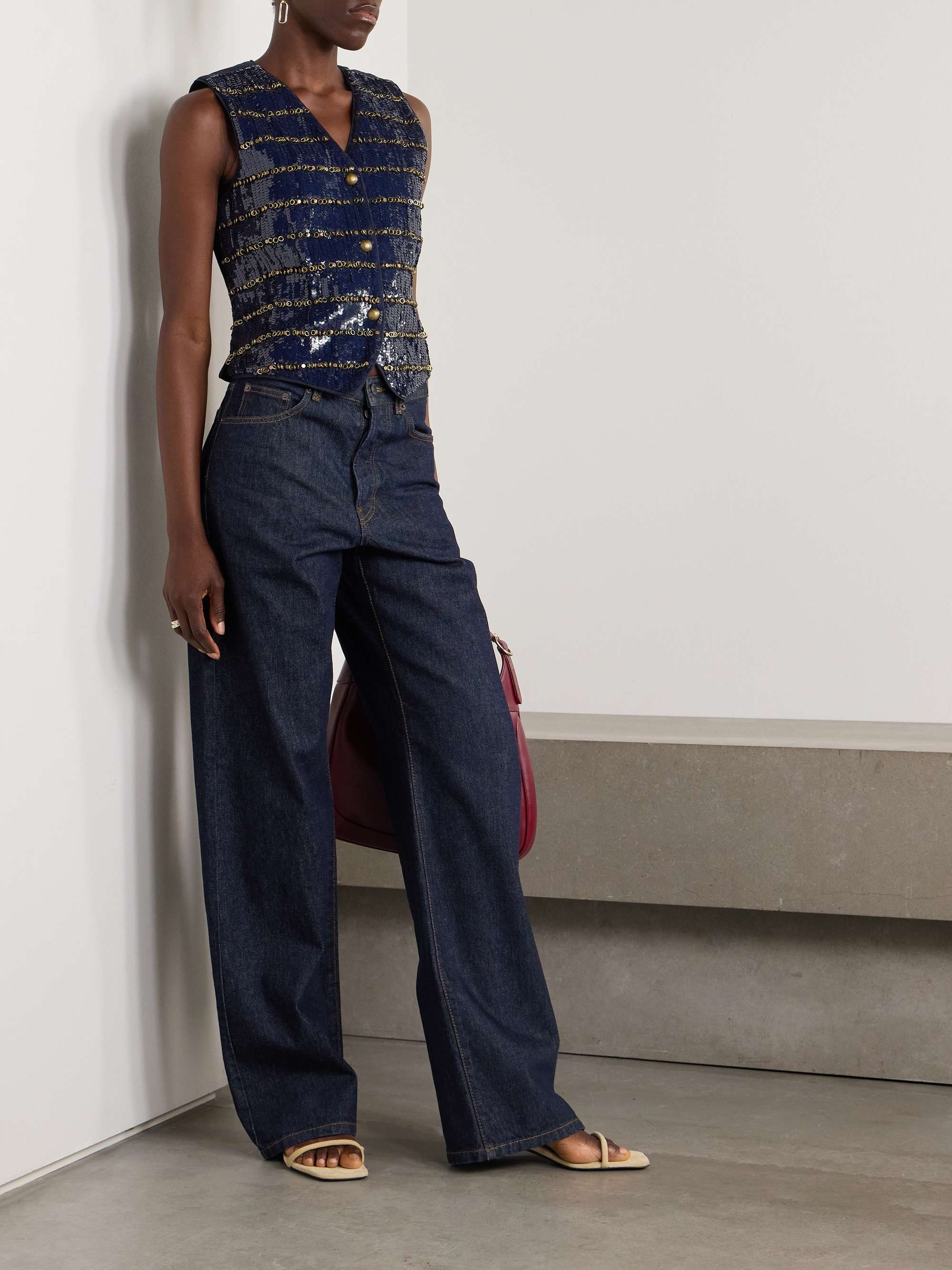Embellished cotton vest view