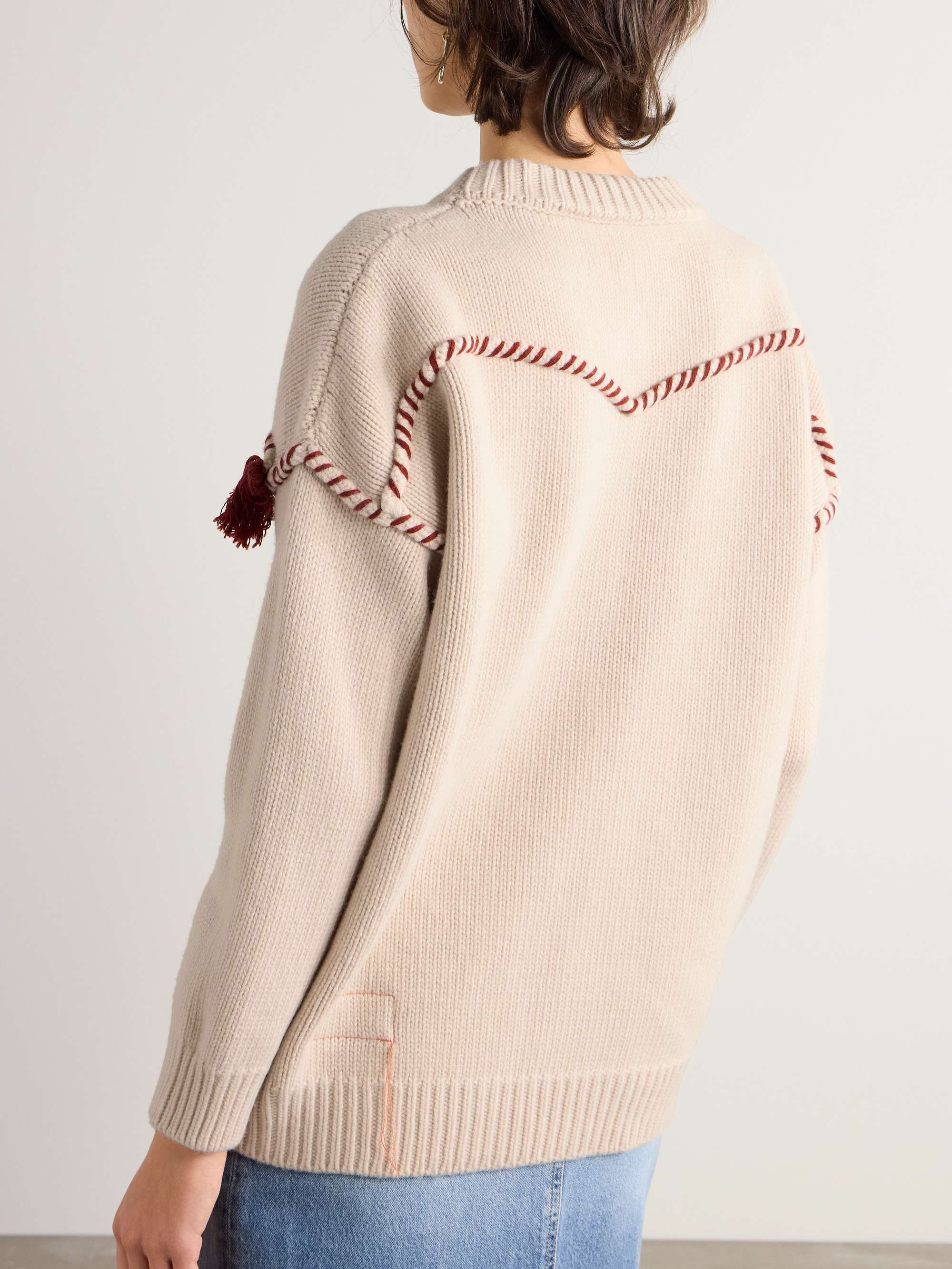 Tasseled wool and cashmere-blend sweater view