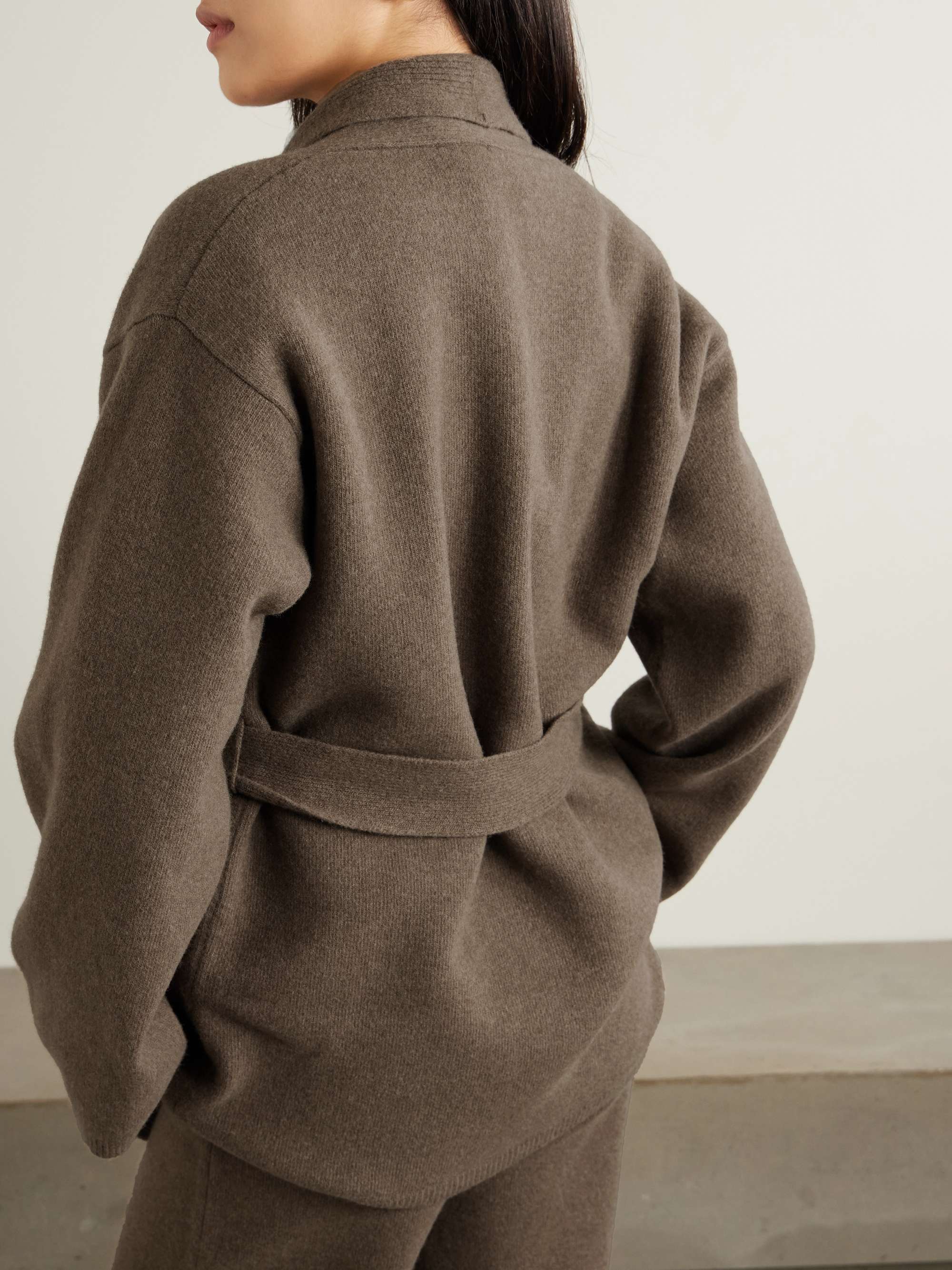 Belted wool-blend cardigan view