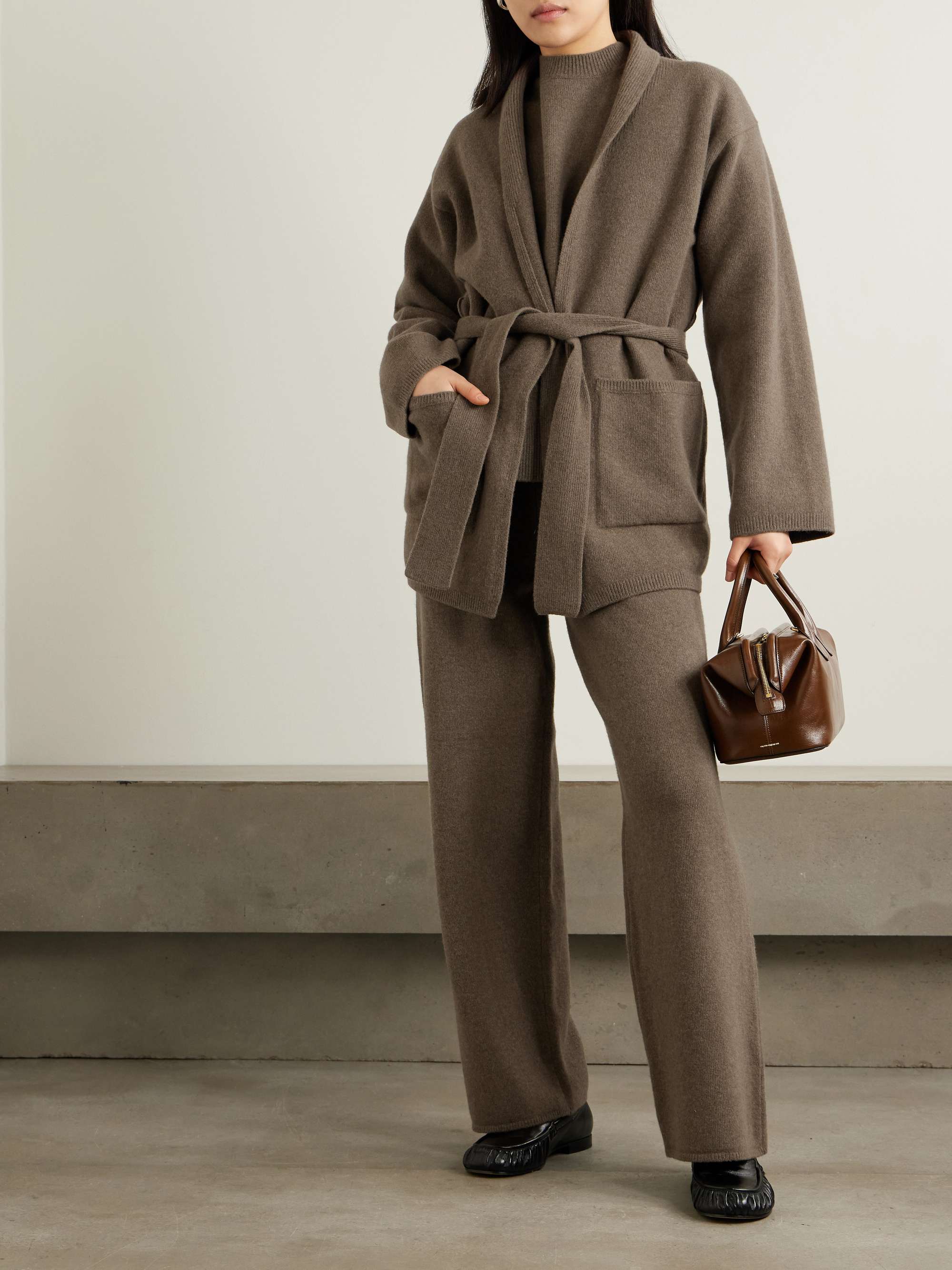 Belted wool-blend cardigan view