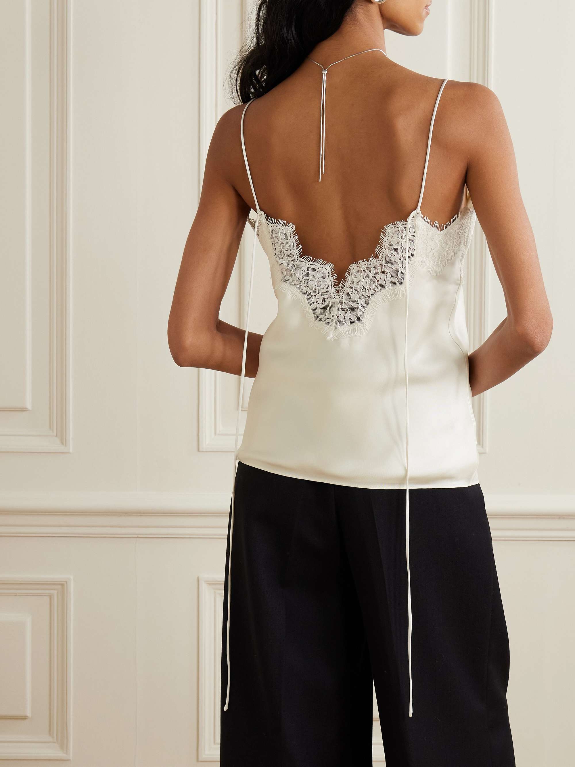 Lace-trimmed silk-satin camisole view