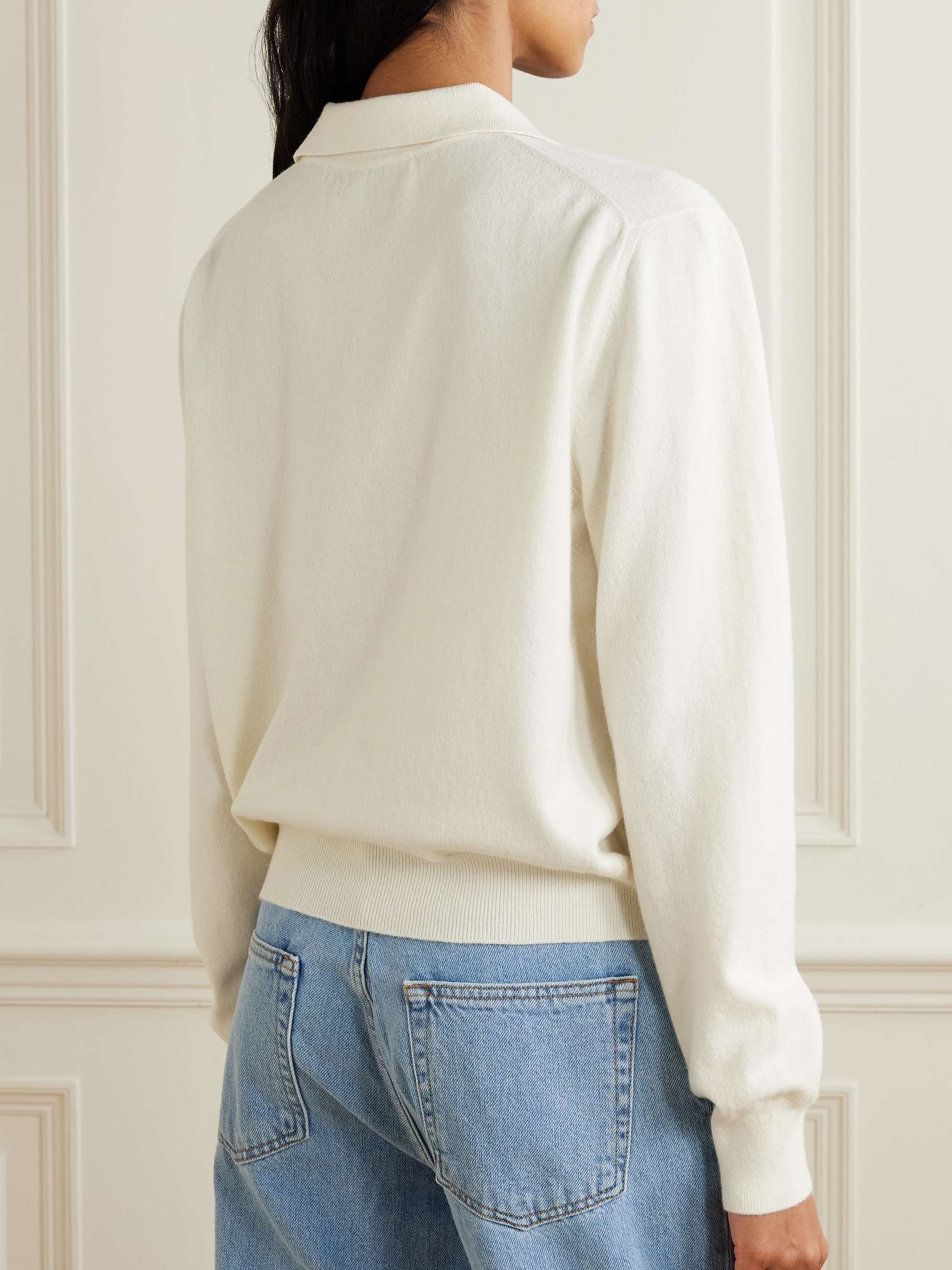 Merino wool and cashmere-blend polo sweater view